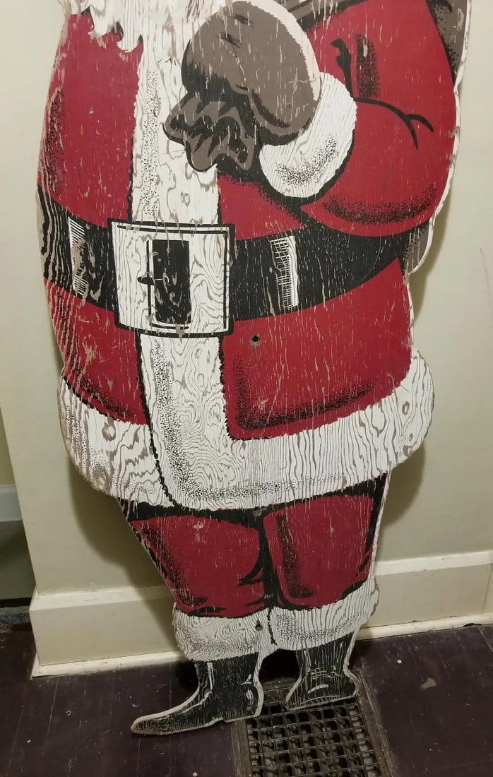 Folk Art 20th Century Santa Claus Christmas Wood Outdoor Display - 3