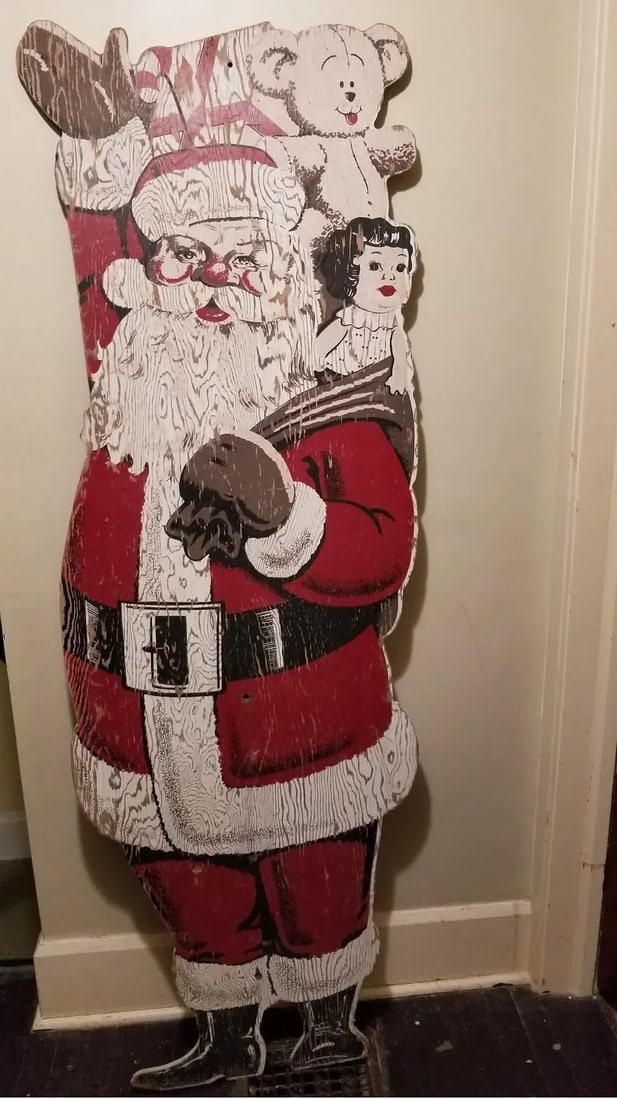 Folk Art 20th Century Santa Claus Christmas Wood Outdoor Display - 4