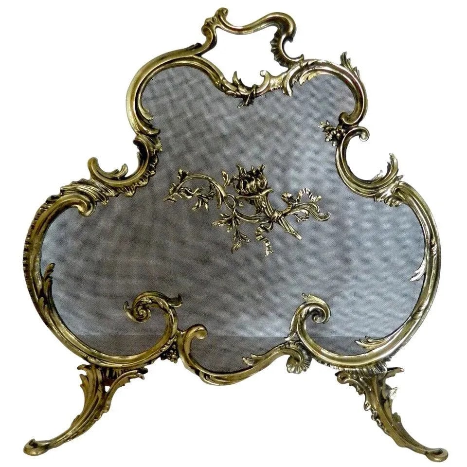 French Brass Fire Screen Adorned With a Fire Cheriot, 19th Century - 10