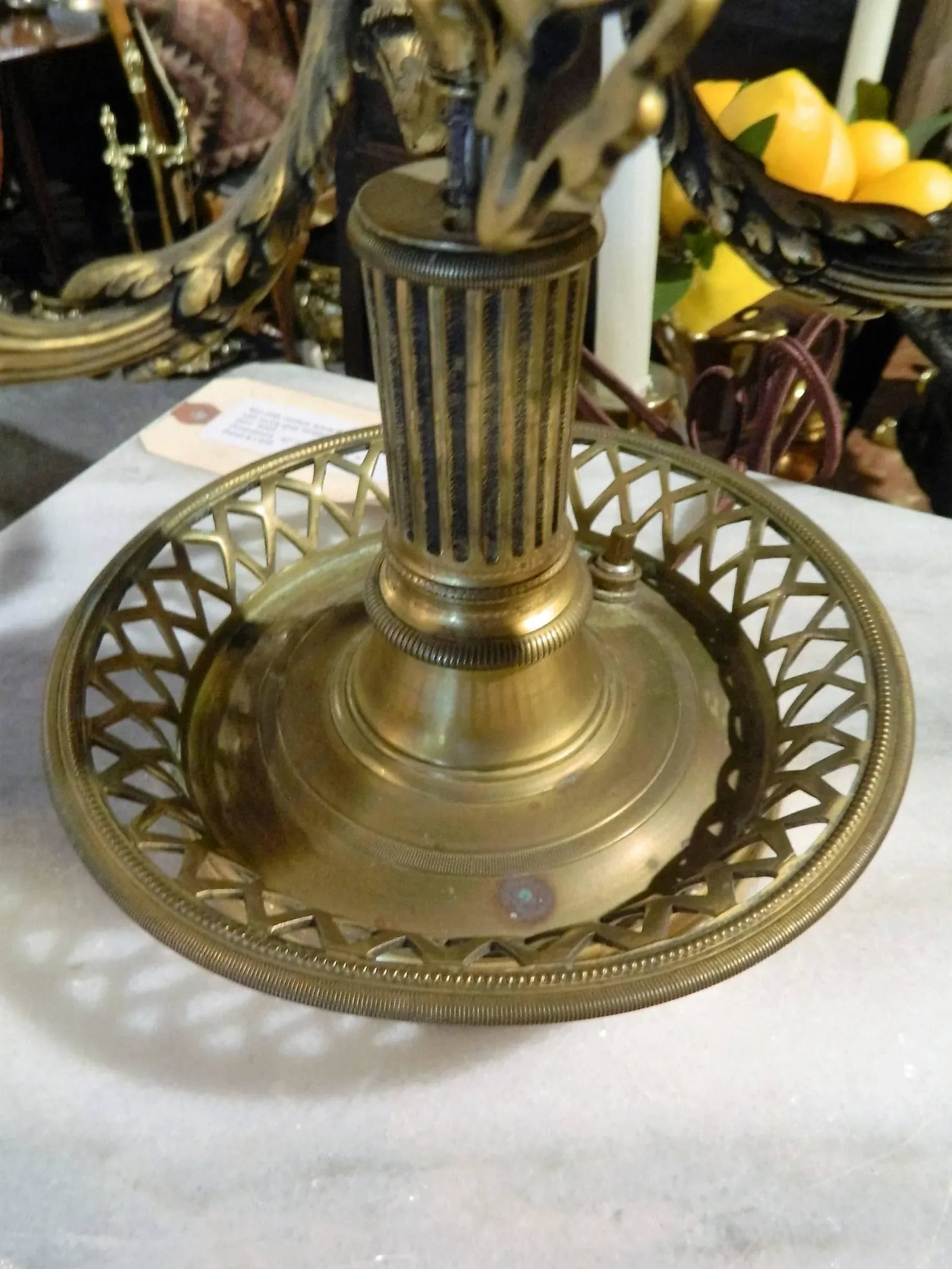 Brass Bouillotte Lamp With a Reticulated Base, Late 19th-Early 20th Century - 2