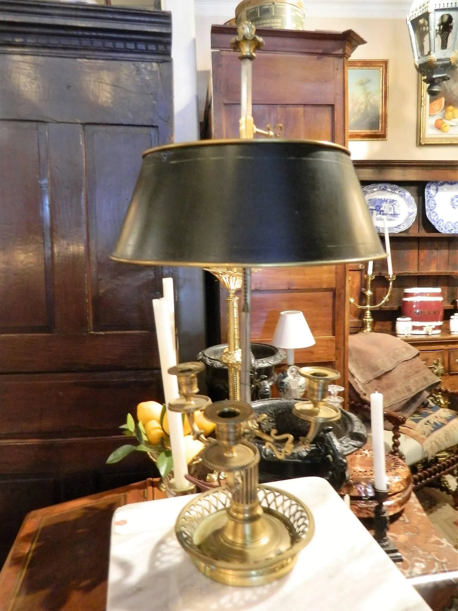 Brass Bouillotte Lamp With a Reticulated Base, Late 19th-Early 20th Century - 8