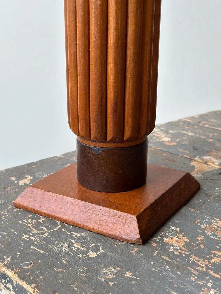 Vintage Constructivist Fluted Wood Lamp, Circa 1940s - 8