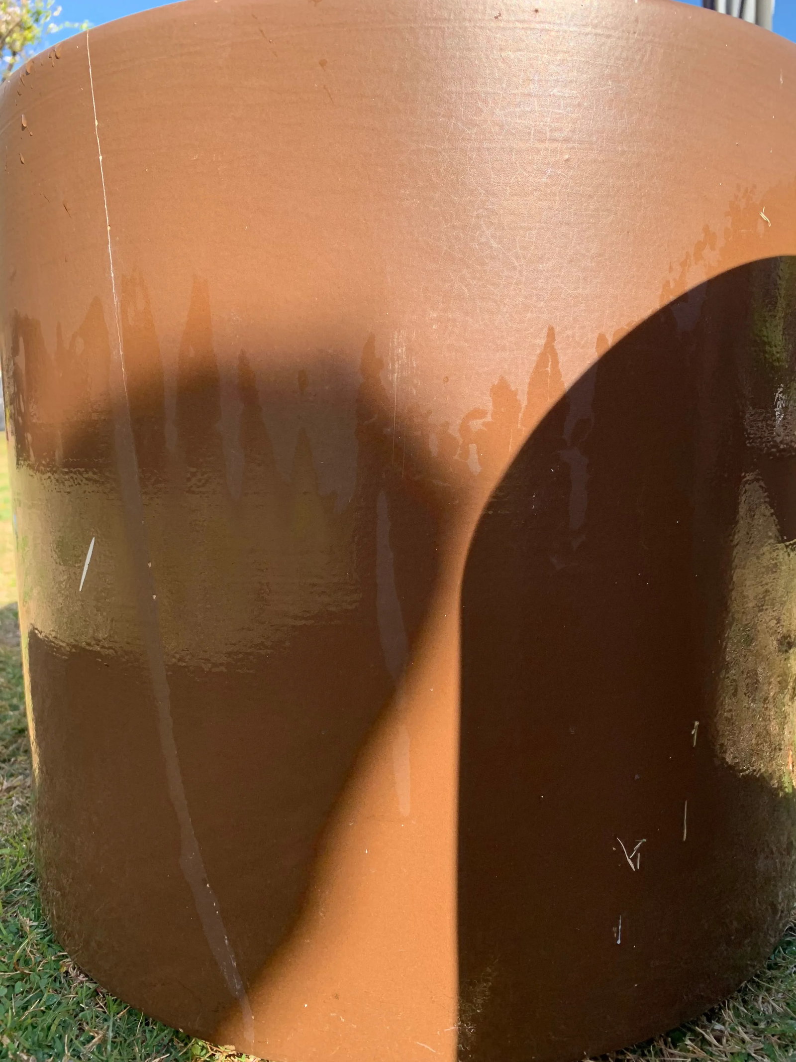 Mid Century Brown Glazed Gainey Pots- A Pair - 5