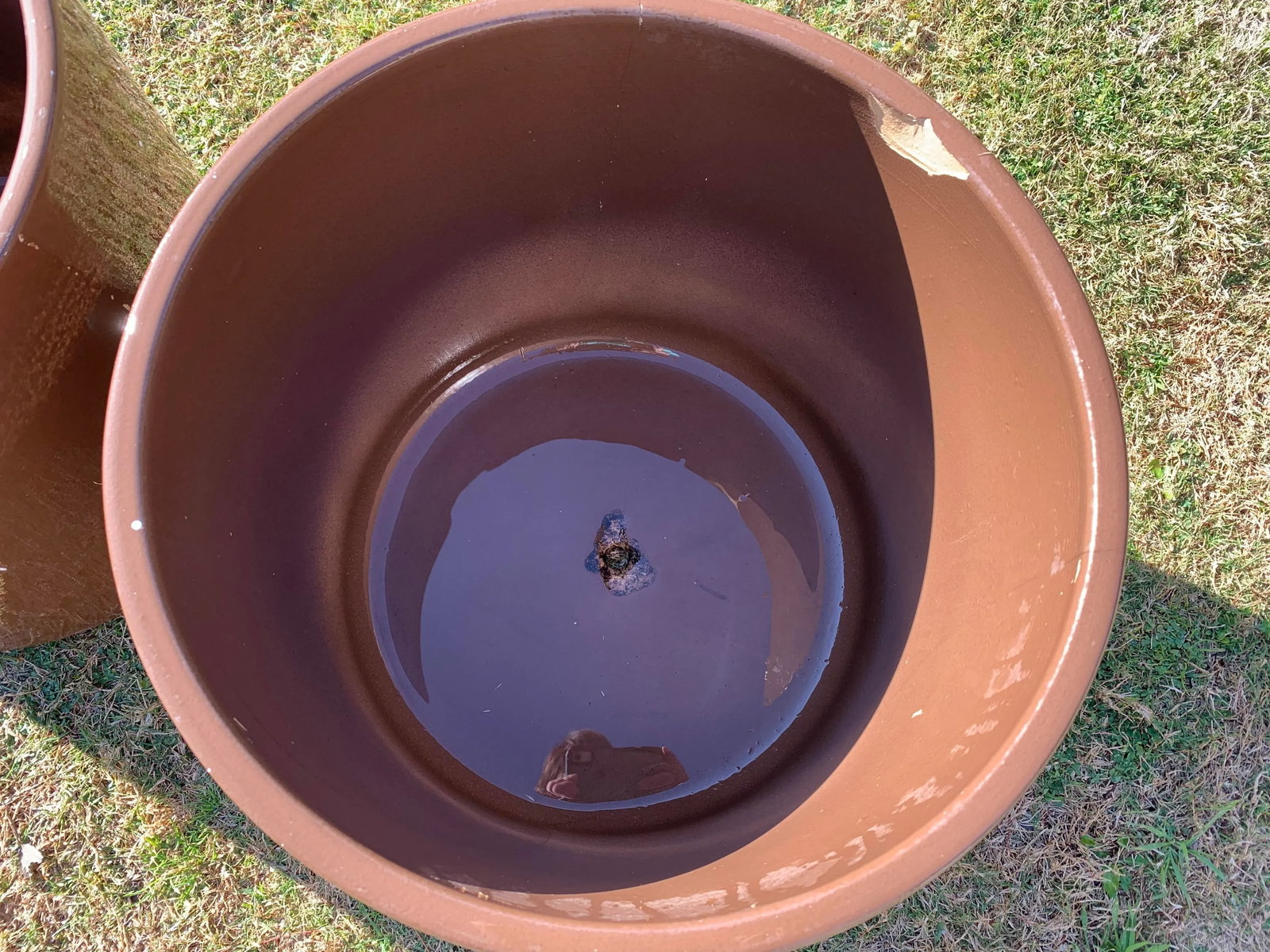Mid Century Brown Glazed Gainey Pots- A Pair - 9