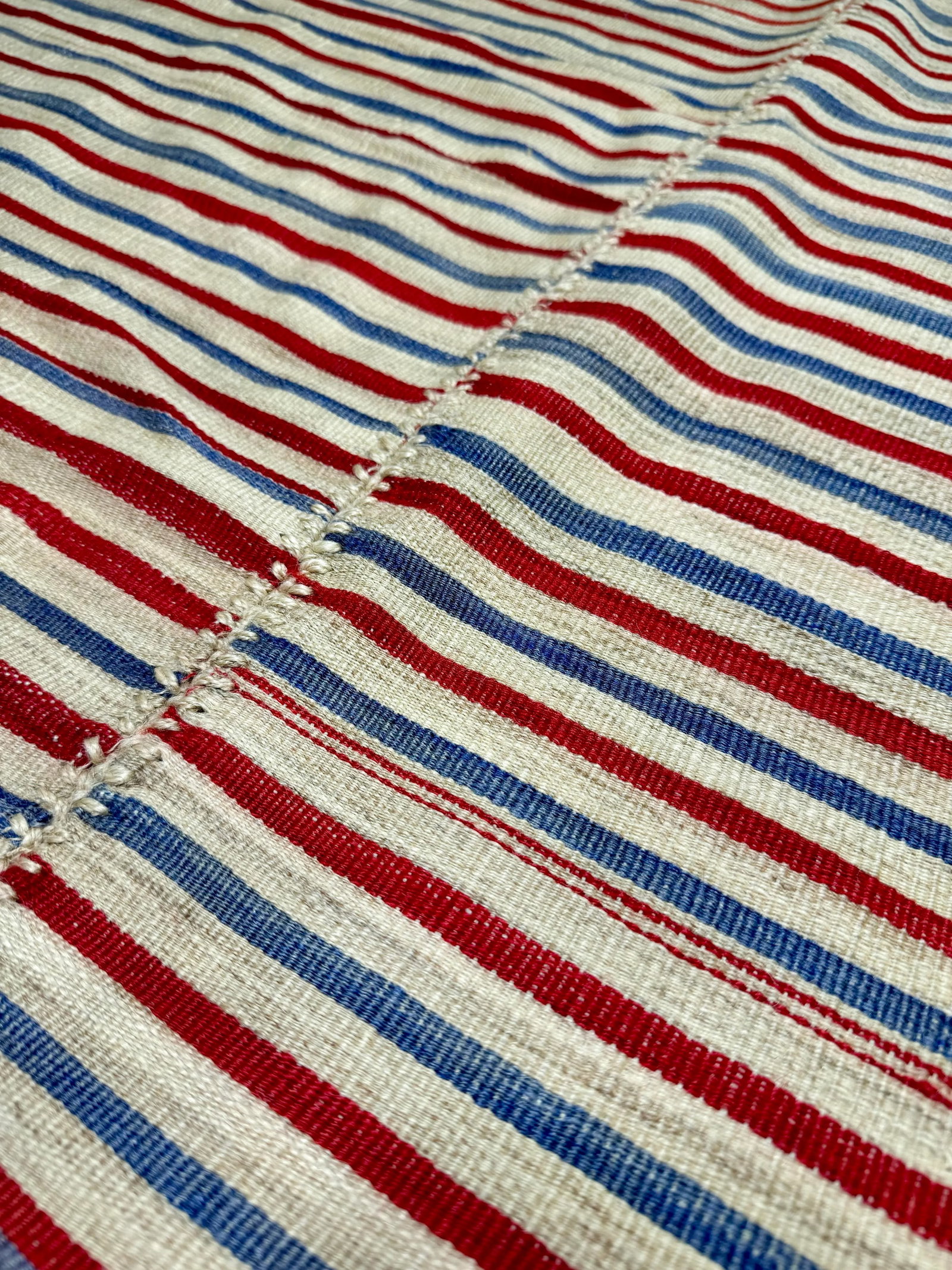 Vintage Red, White, & Blue Mazandaran Rug - 2