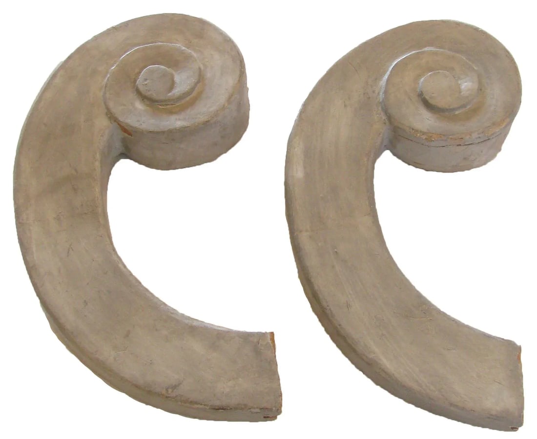 Ying Yang Painted Wood Elements, Pair - 4