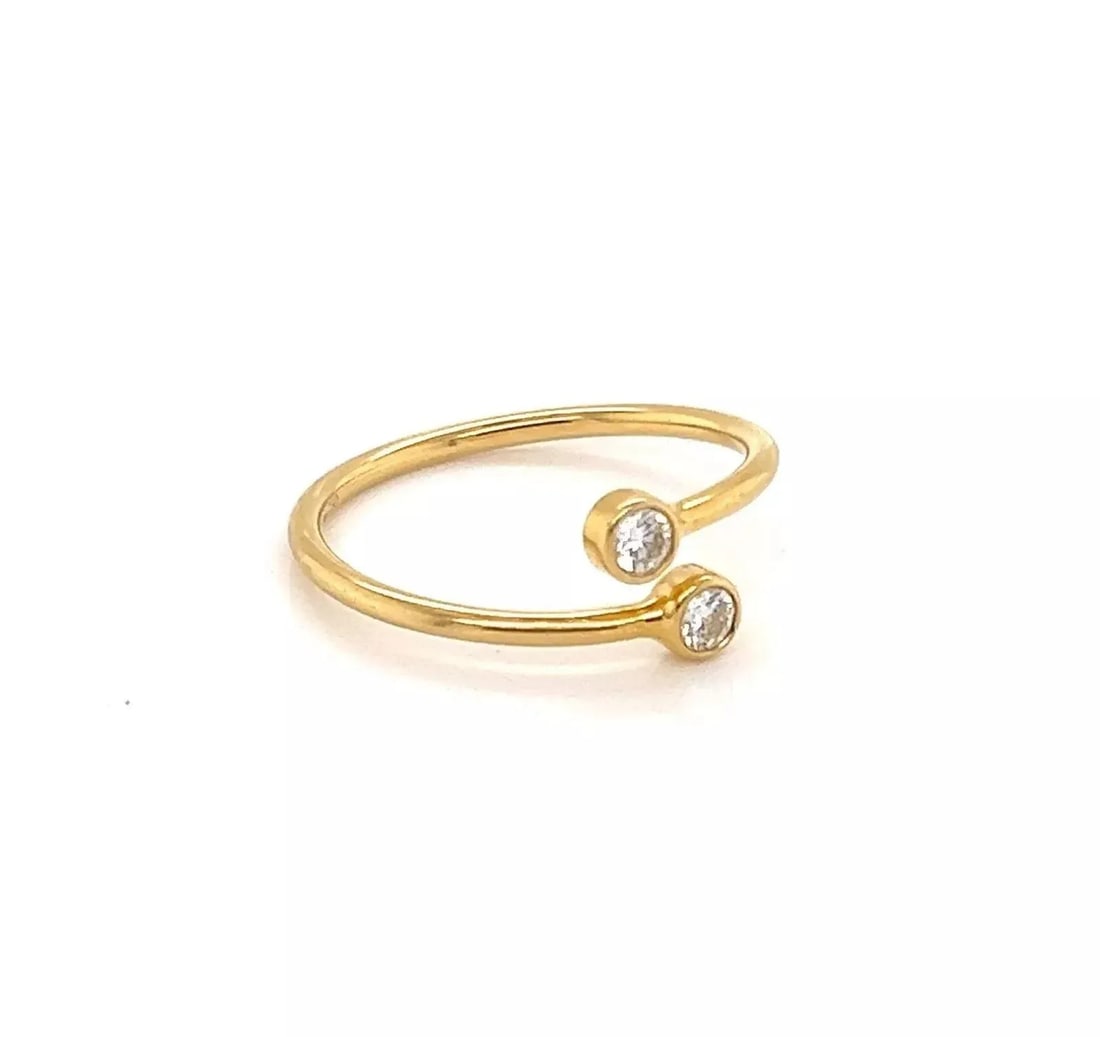 Tiffany & Co. Peretti Diamond 18k Yellow Gold Hoop Ring, Size 4.5 - 4
