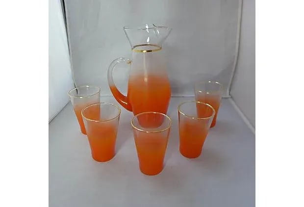 Orange Lemonade Pitcher & Glasses - Set of 6 - 2