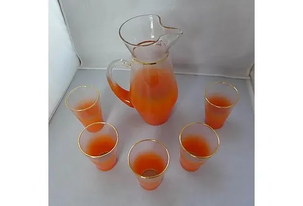 Orange Lemonade Pitcher & Glasses - Set of 6 - 3