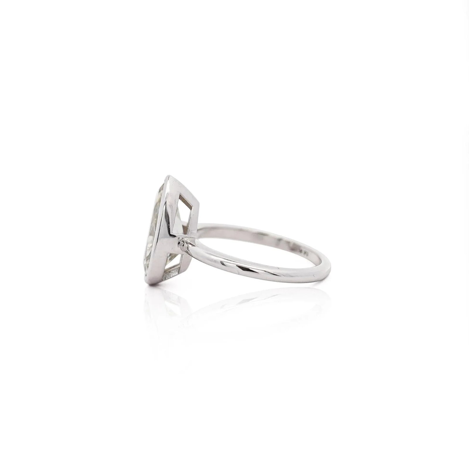 3.09 Carat Diamond Pear-Cut Bezel Set White Gold Solitaire Engagement Ring, Size 6.25 - 4