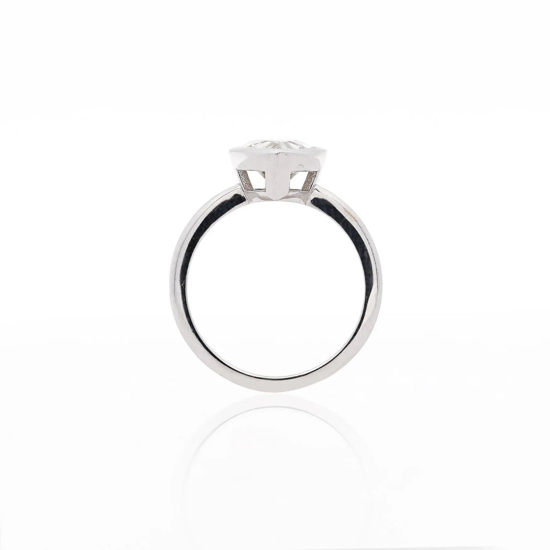 3.09 Carat Diamond Pear-Cut Bezel Set White Gold Solitaire Engagement Ring, Size 6.25 - 7