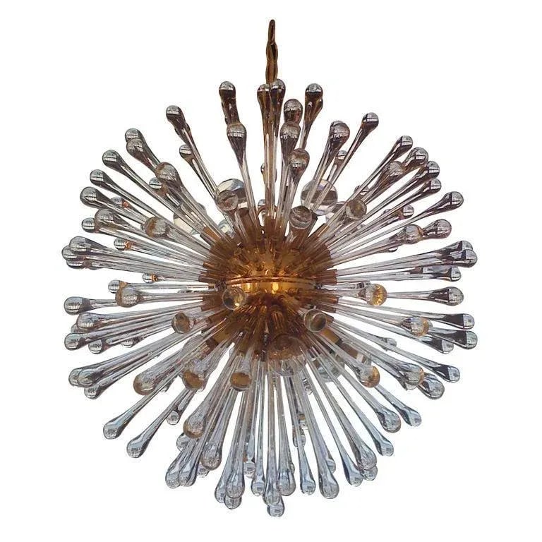 1960s Golden Venetian Glass Dandelion Chandeliers - a Pair - 6