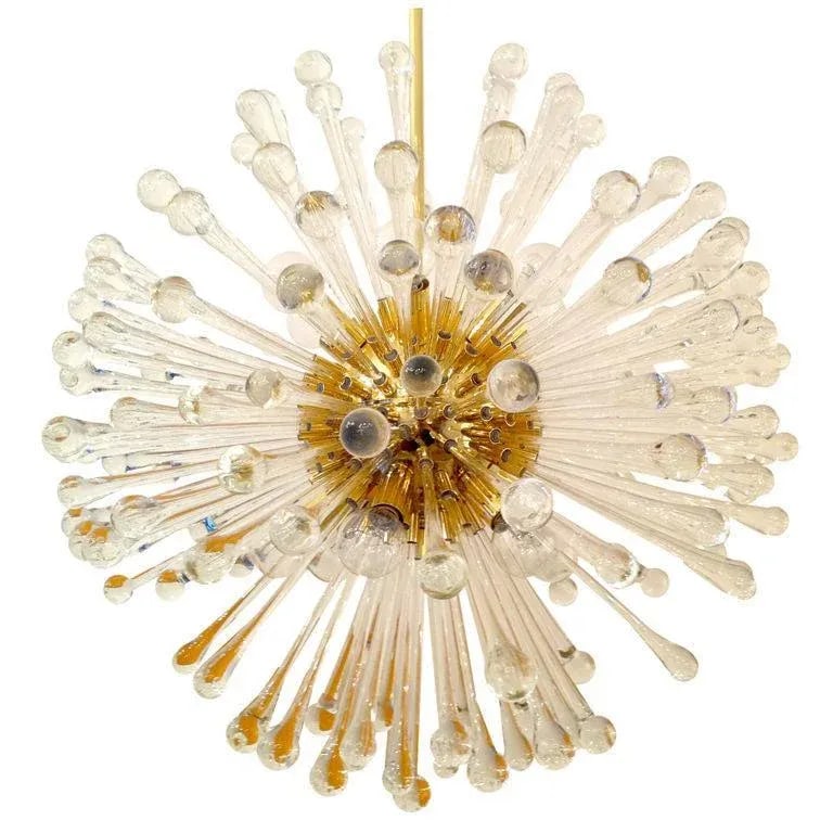 1960s Golden Venetian Glass Dandelion Chandeliers - a Pair - 7