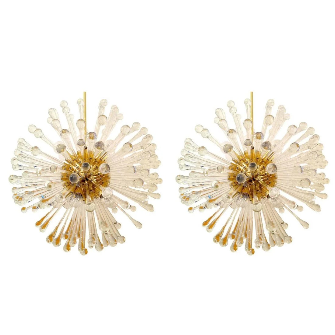 1960s Golden Venetian Glass Dandelion Chandeliers - a Pair - 8