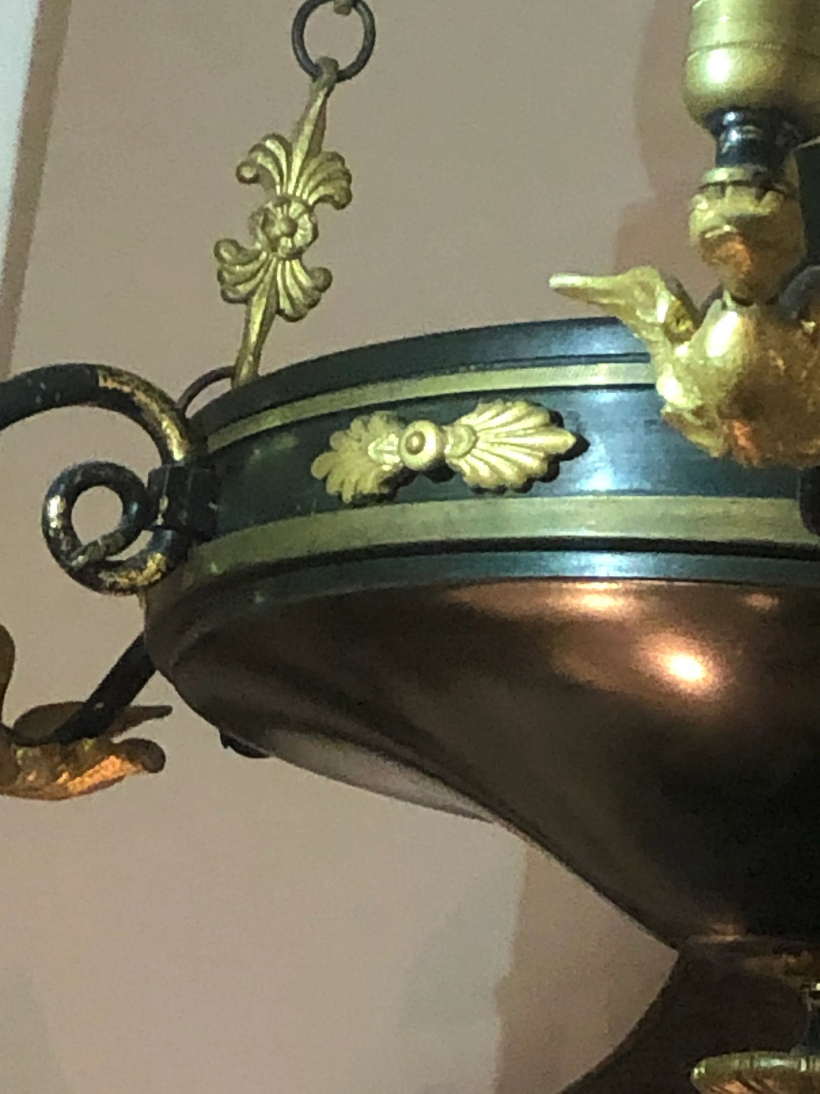 Vintage Empire Style Black, Polychrome and Bronze Chandelier With 6 Lights - 3