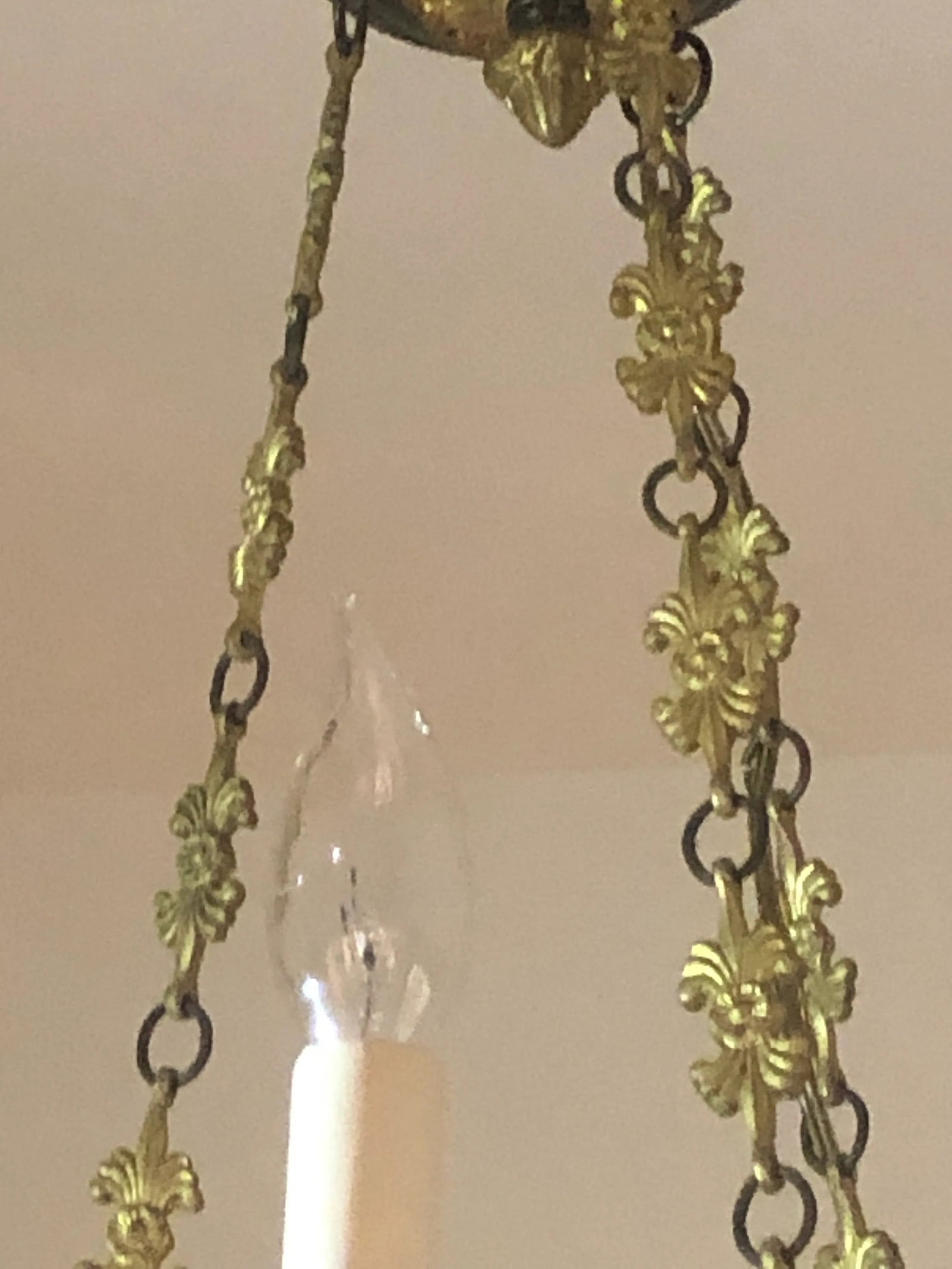 Vintage Empire Style Black, Polychrome and Bronze Chandelier With 6 Lights - 6
