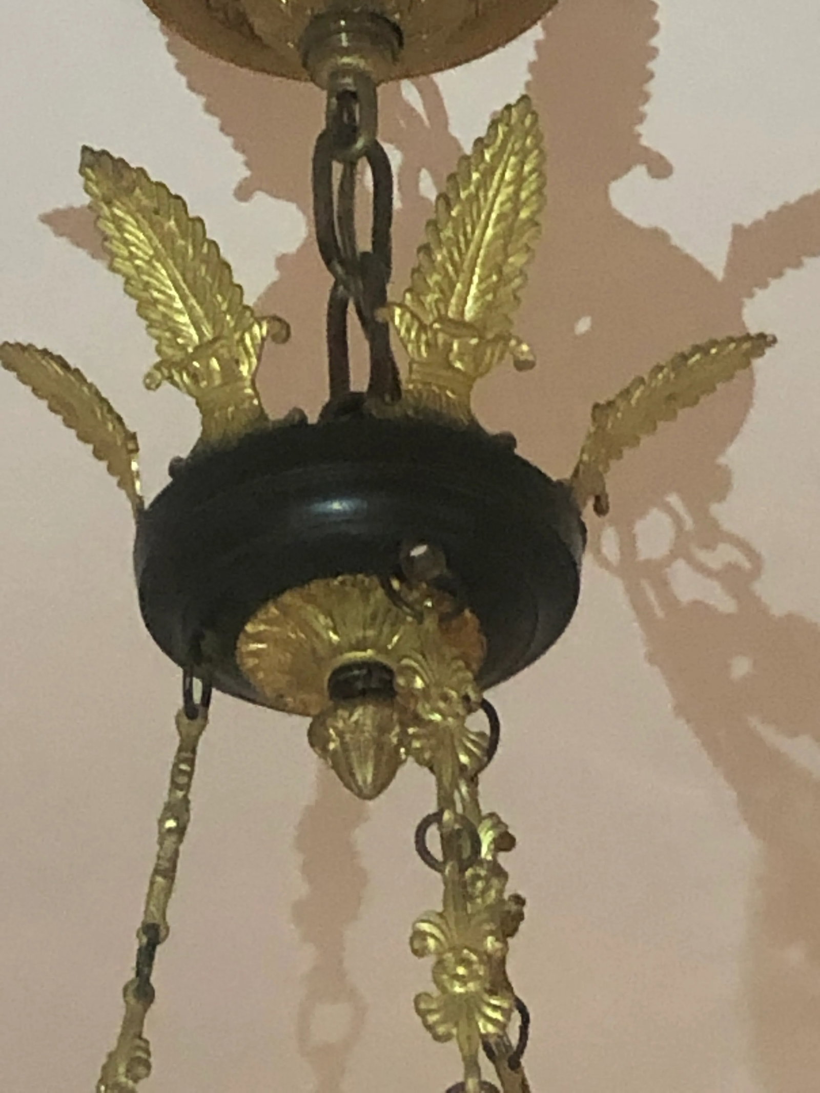 Vintage Empire Style Black, Polychrome and Bronze Chandelier With 6 Lights - 7