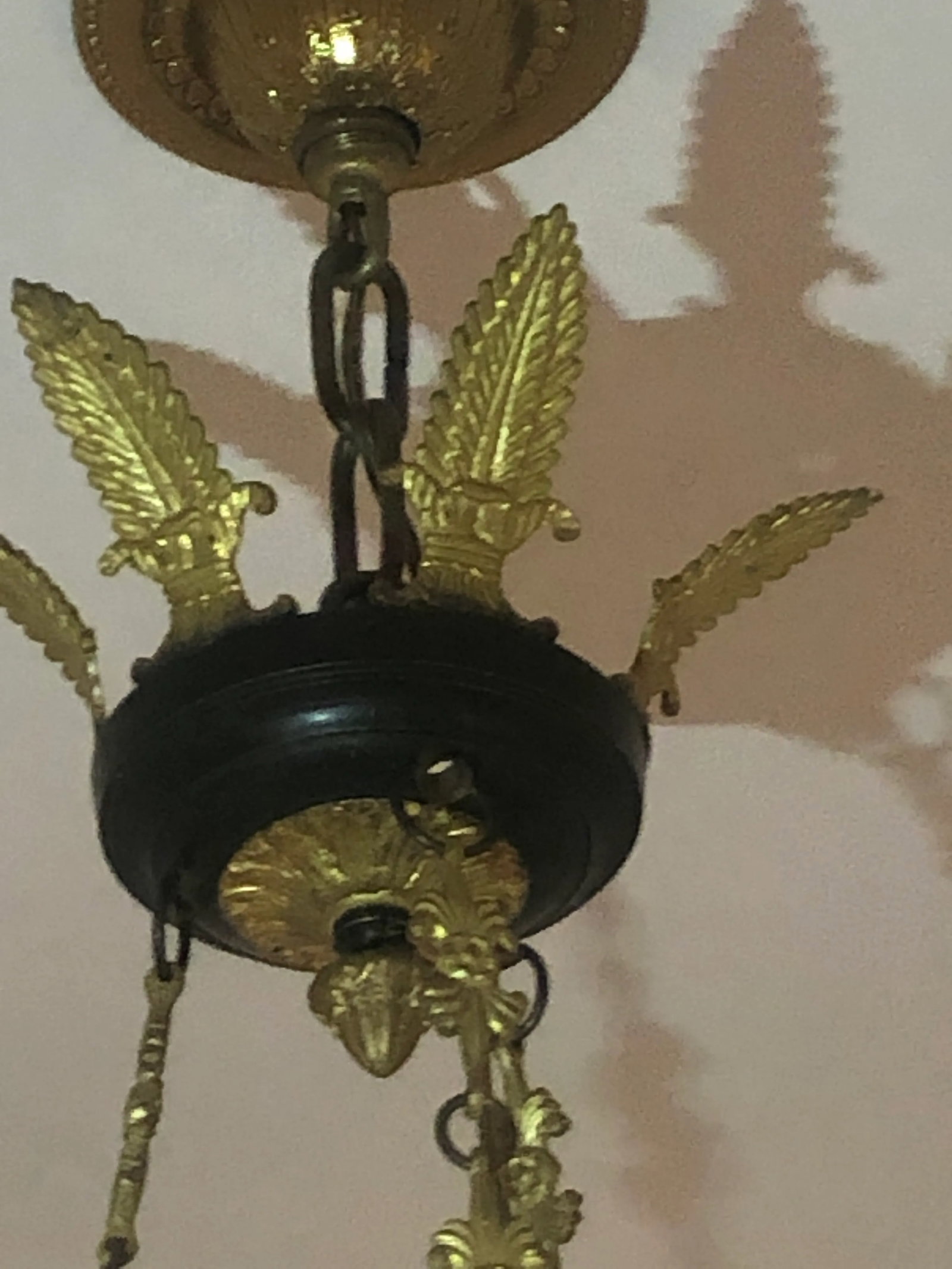 Vintage Empire Style Black, Polychrome and Bronze Chandelier With 6 Lights - 8