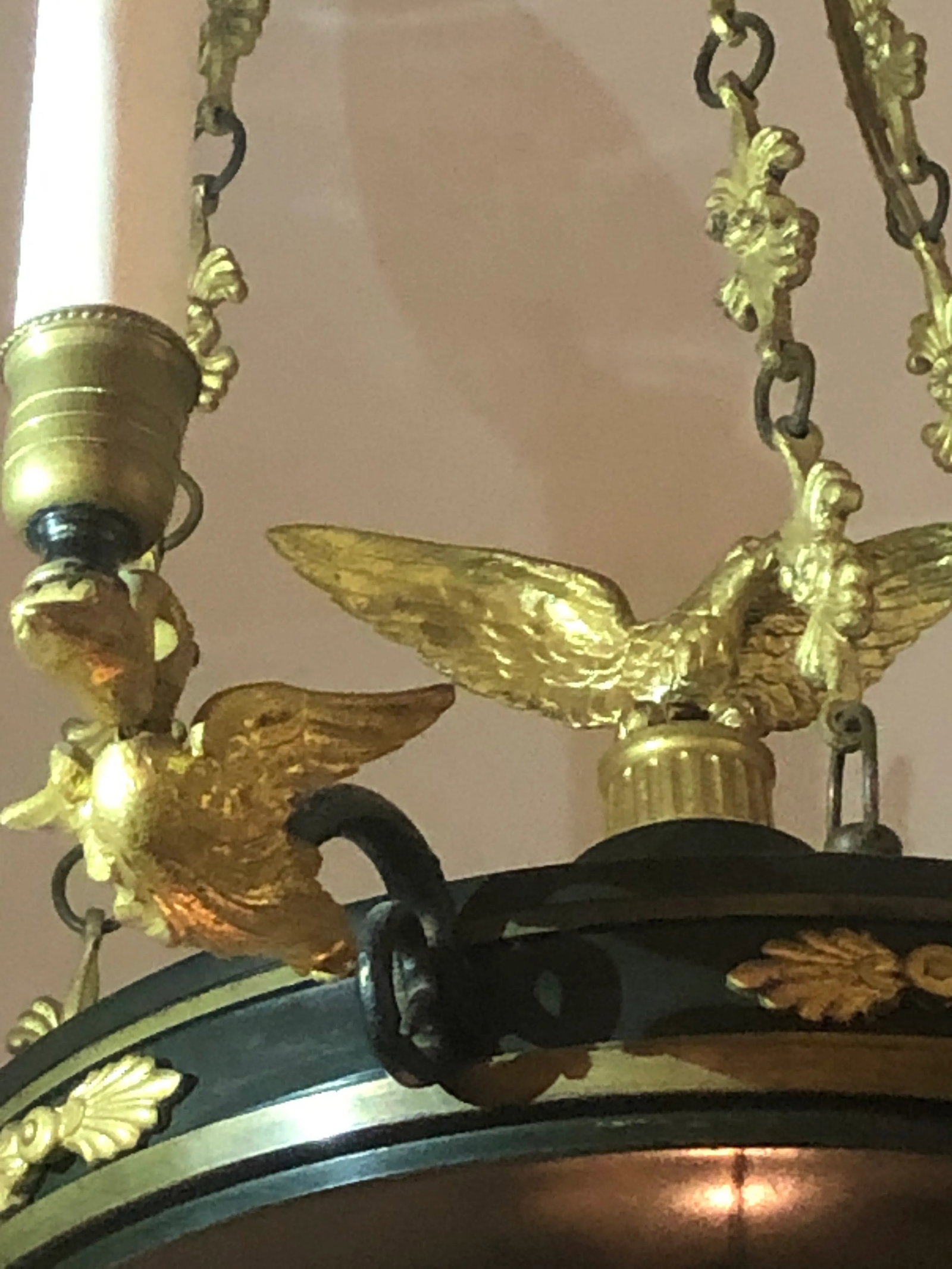Vintage Empire Style Black, Polychrome and Bronze Chandelier With 6 Lights - 9