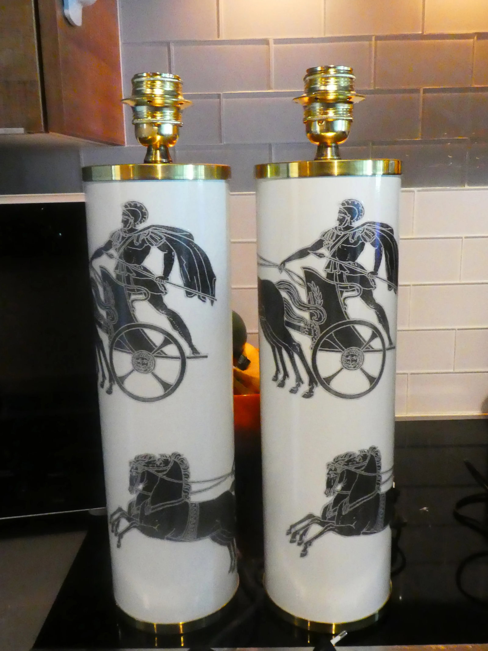 Vintage Large Fornasetti Neoclassical Roman Gladiator Lamps- a Pair - 4