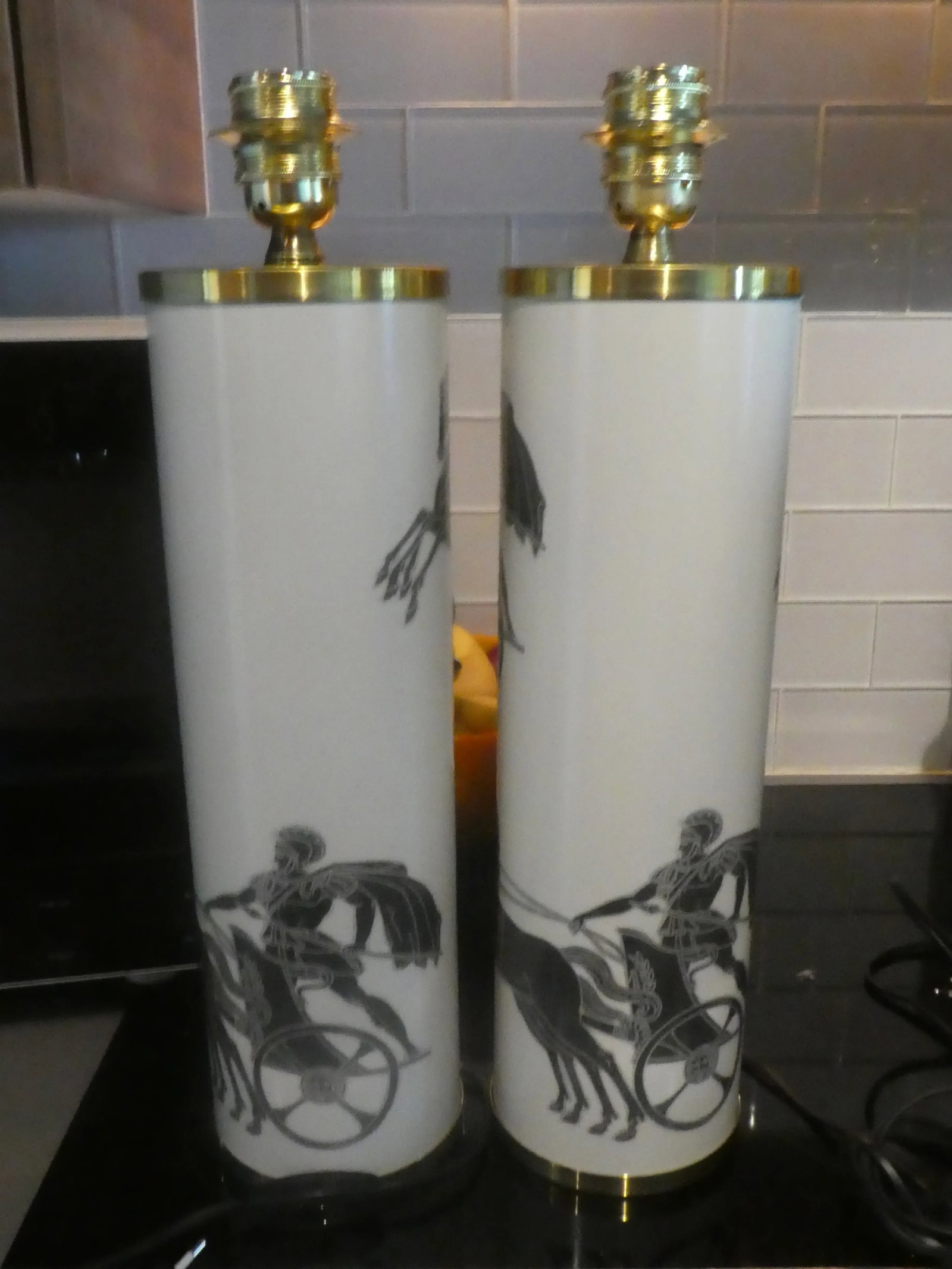 Vintage Large Fornasetti Neoclassical Roman Gladiator Lamps- a Pair - 5