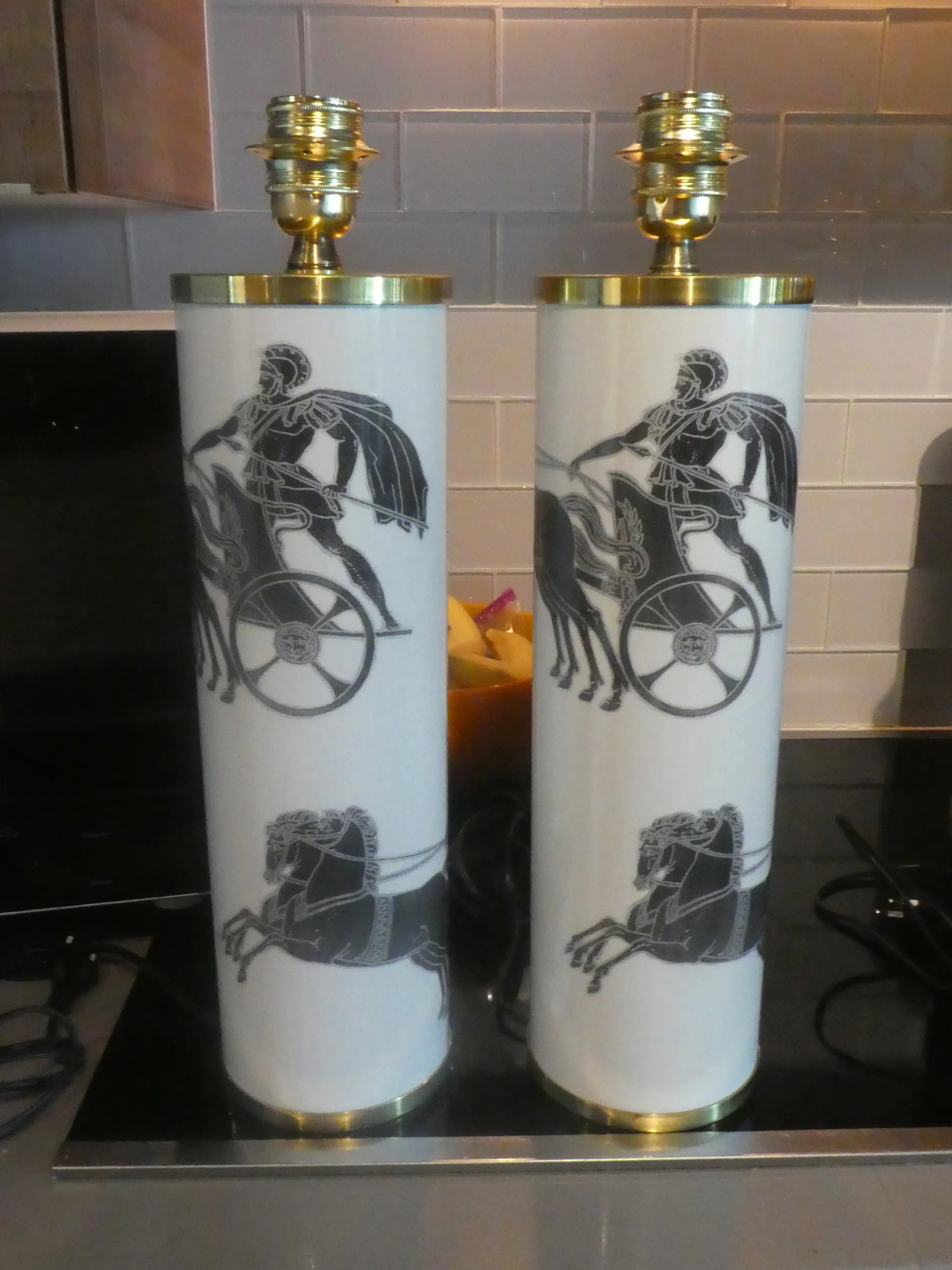Vintage Large Fornasetti Neoclassical Roman Gladiator Lamps- a Pair - 7