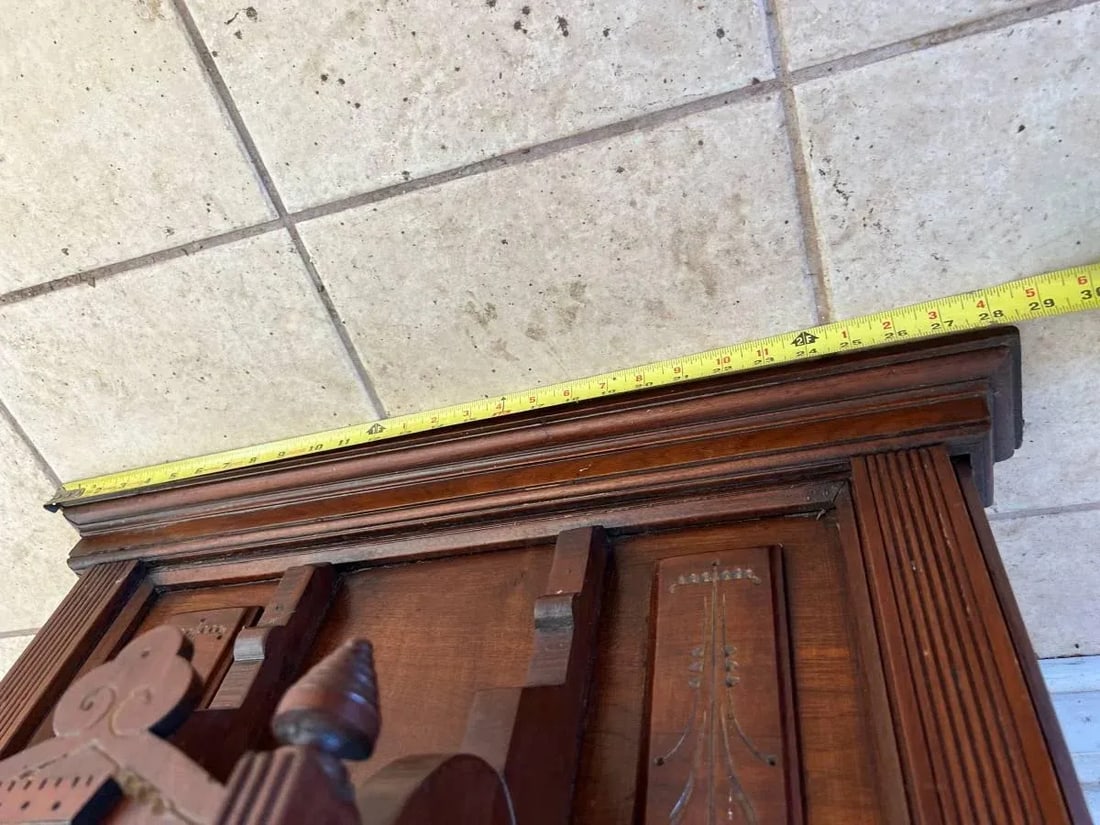 Antique Victorian Eastlake Style Hall Pier Hall Mirror With Shelf - 11