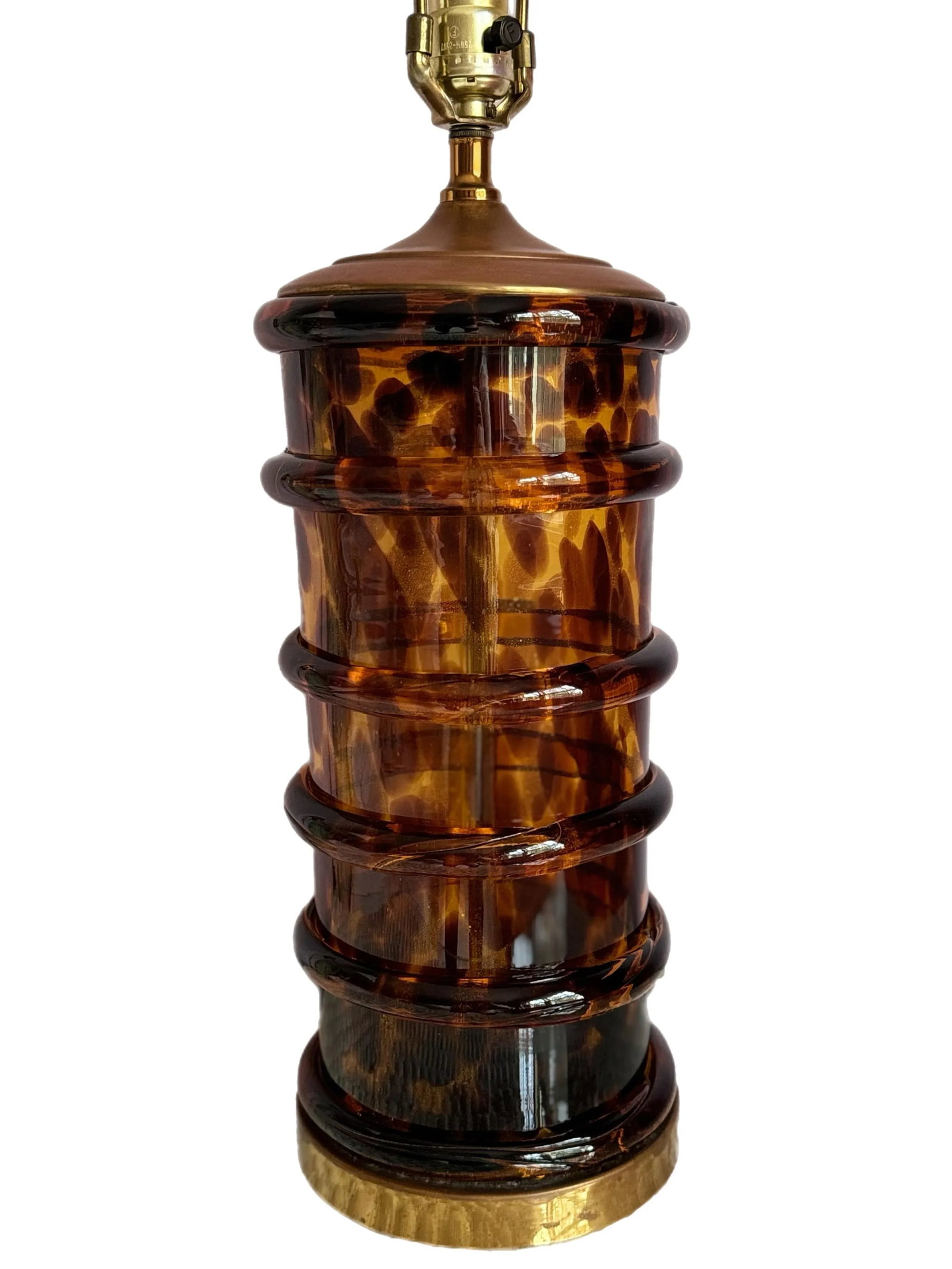 Vintage Paul Hanson Column Glass Tortoiseshell Spiral Lamp - 2