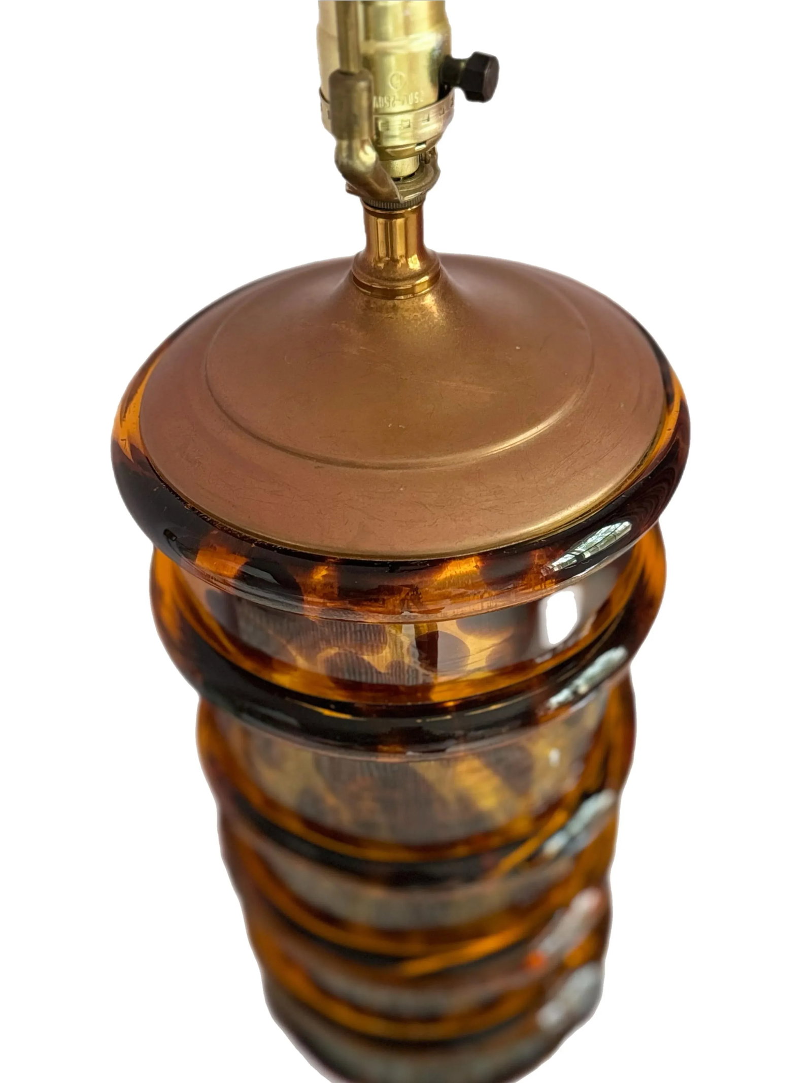 Vintage Paul Hanson Column Glass Tortoiseshell Spiral Lamp - 3
