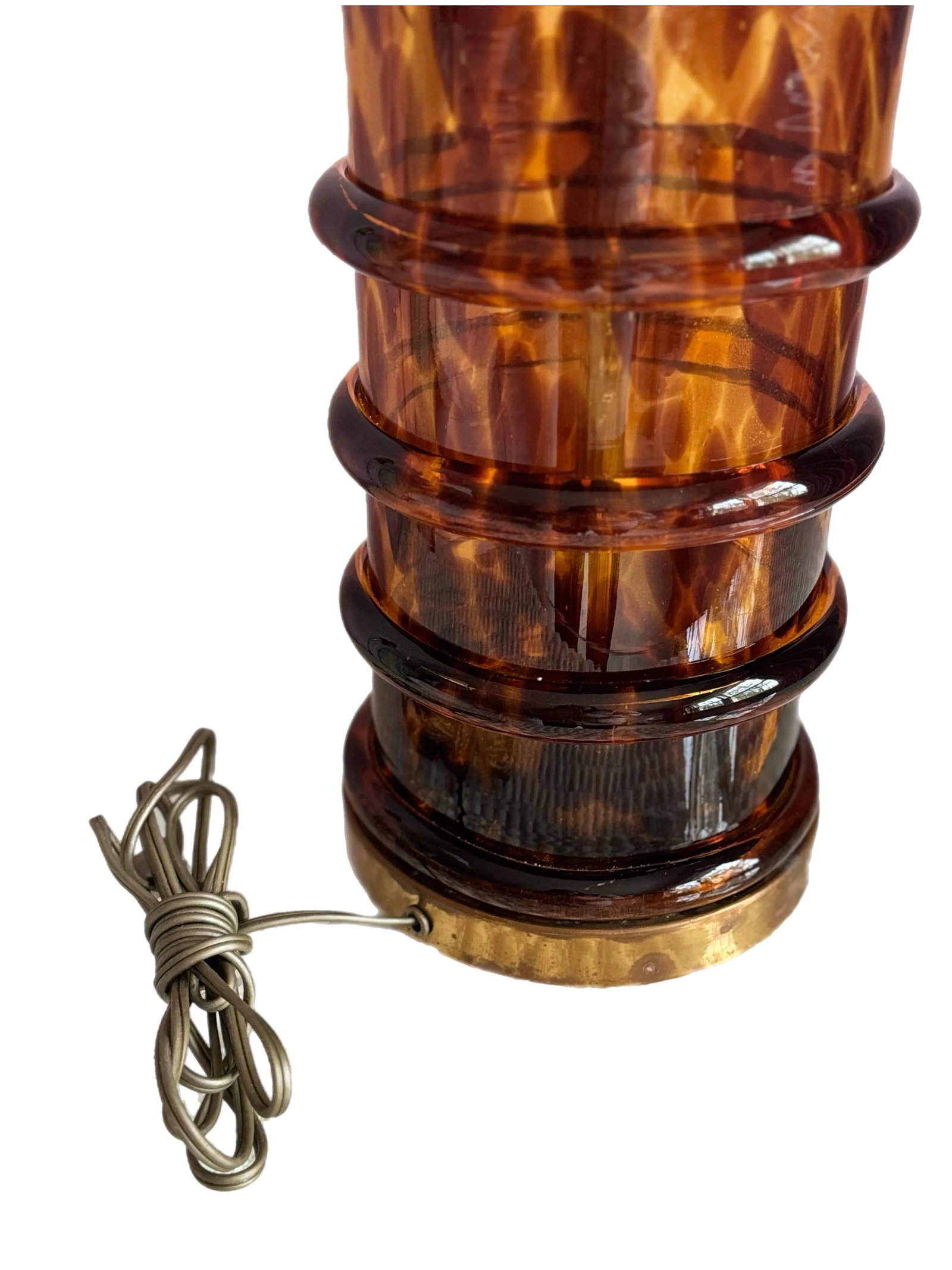Vintage Paul Hanson Column Glass Tortoiseshell Spiral Lamp - 4