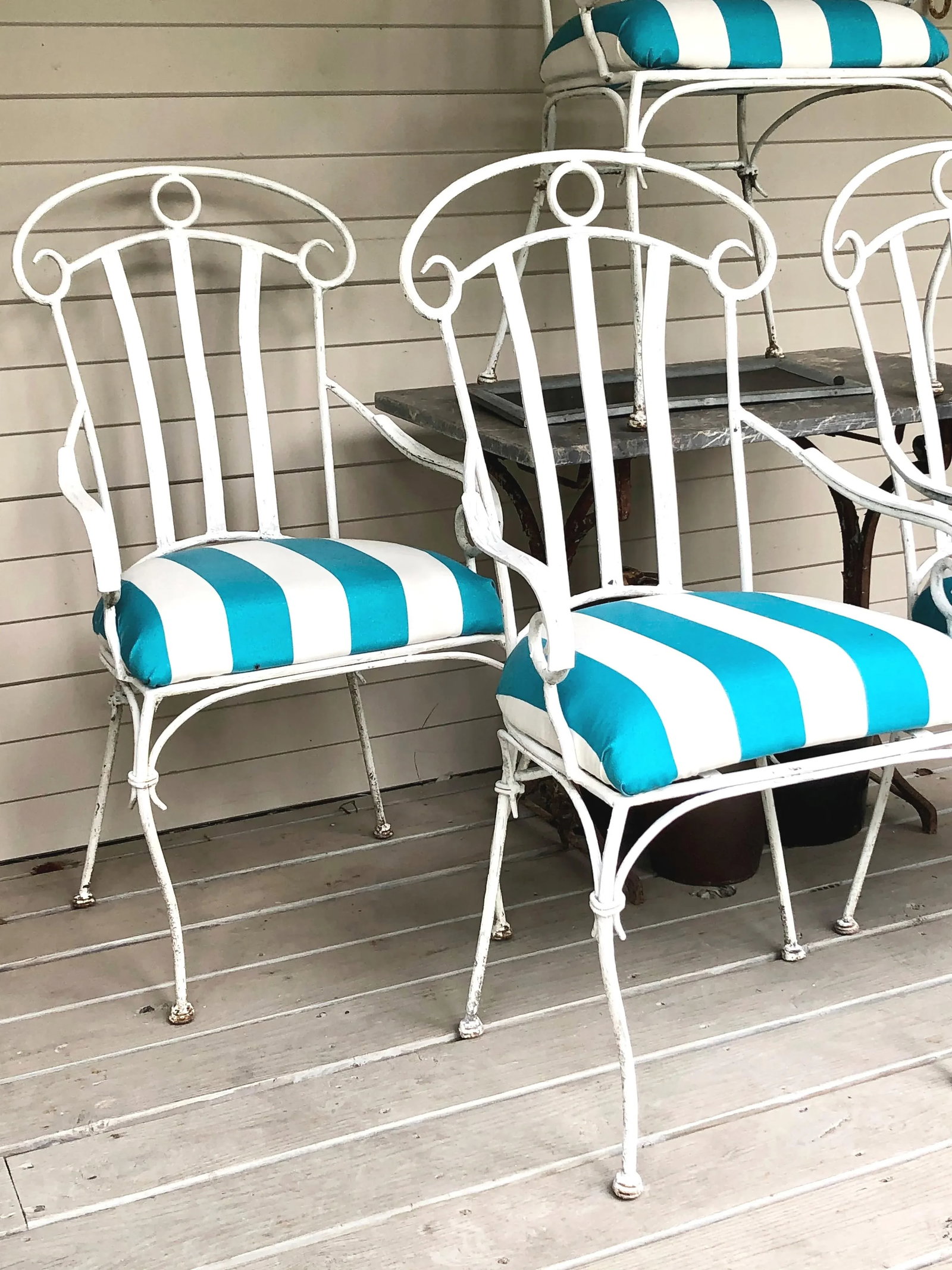Iron Upholstered High-Back Lawn Chairs- Set of 4 - 7