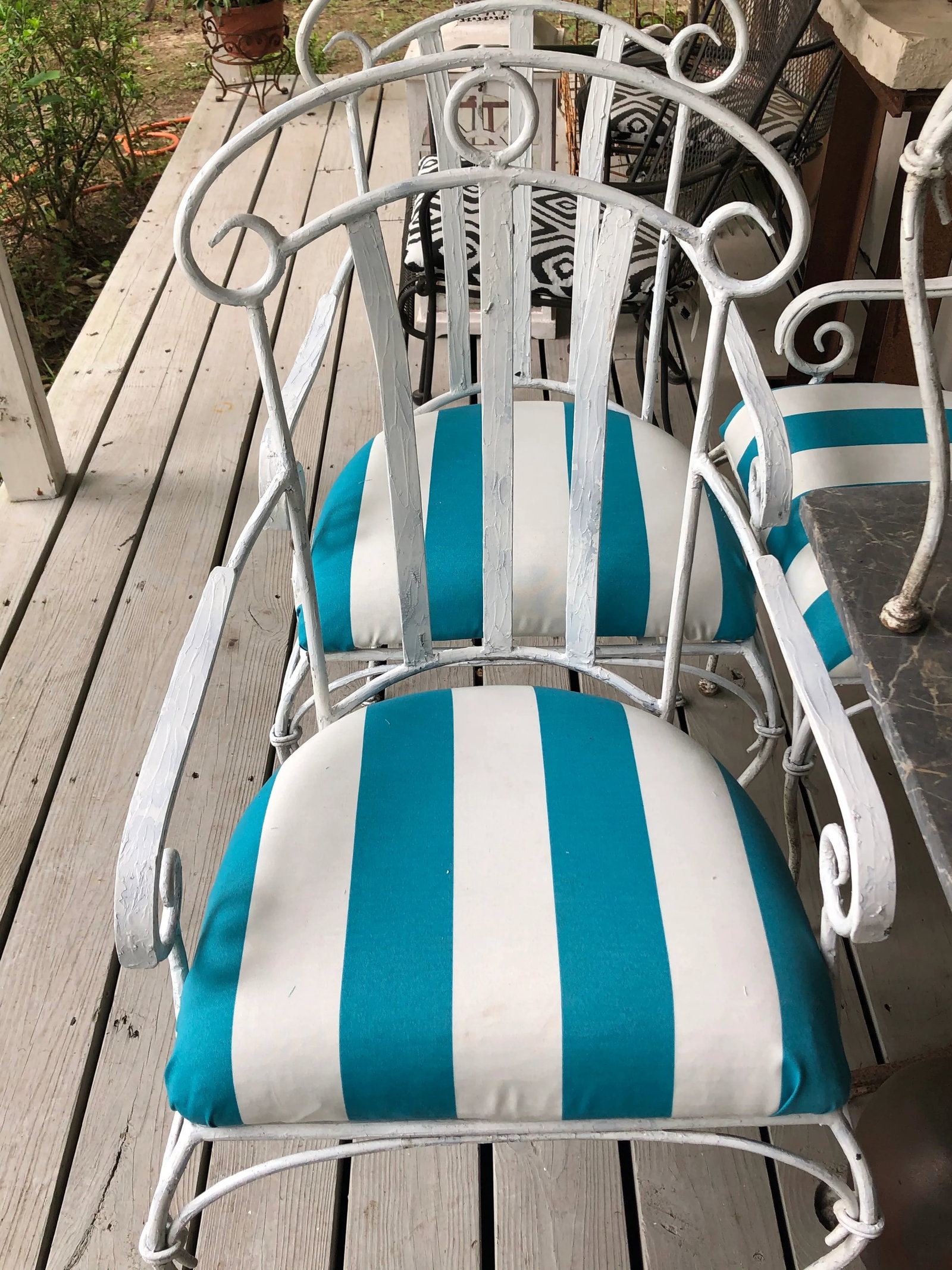 Iron Upholstered High-Back Lawn Chairs- Set of 4 - 8