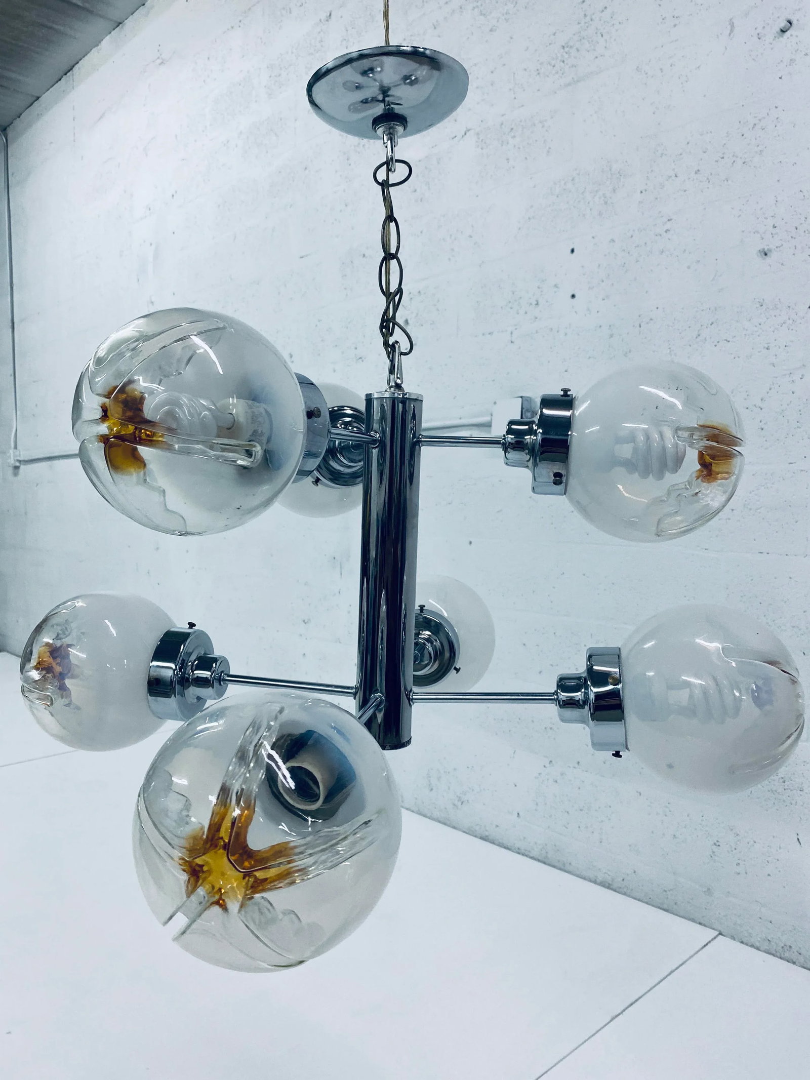 Mid-Century Modern Mazzega Seven Arm Murano Glass Chandelier - 12