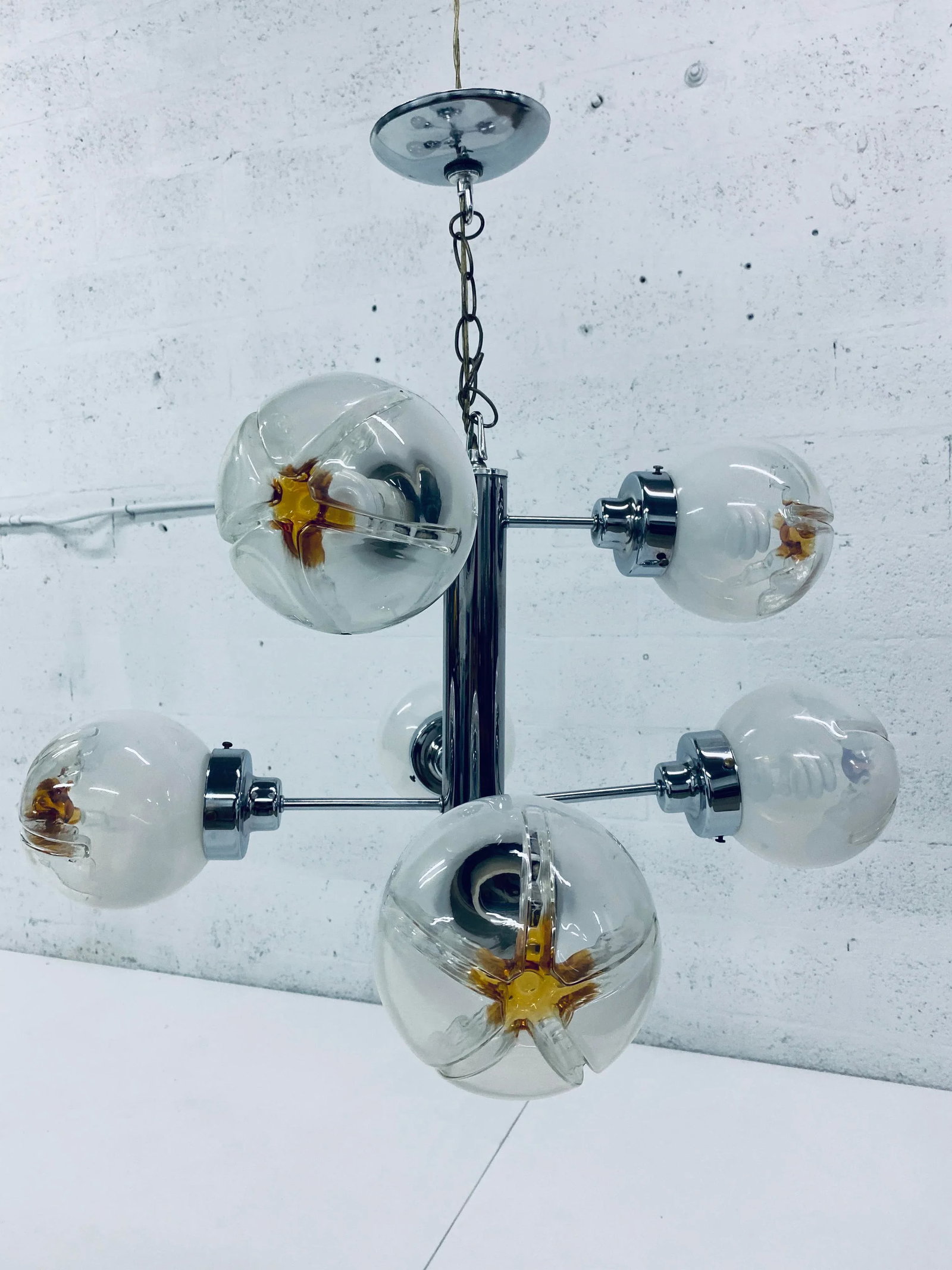 Mid-Century Modern Mazzega Seven Arm Murano Glass Chandelier - 2