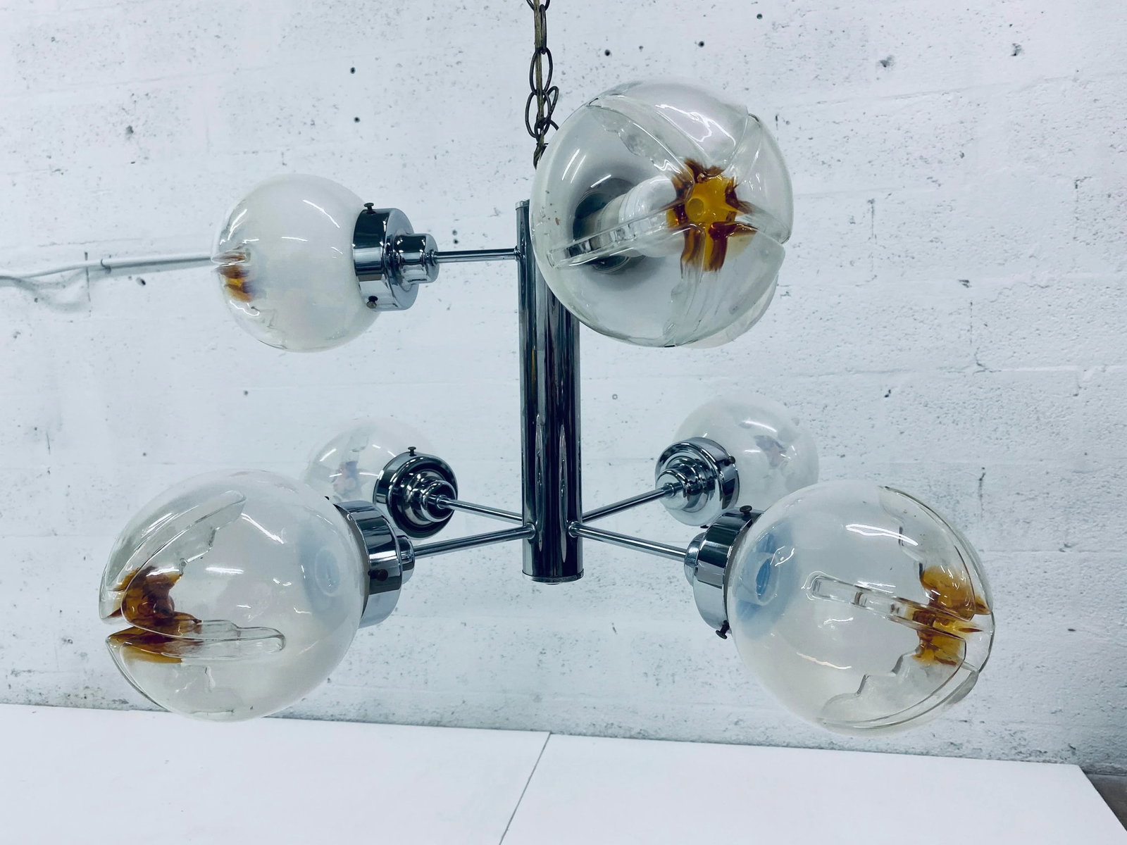 Mid-Century Modern Mazzega Seven Arm Murano Glass Chandelier - 3