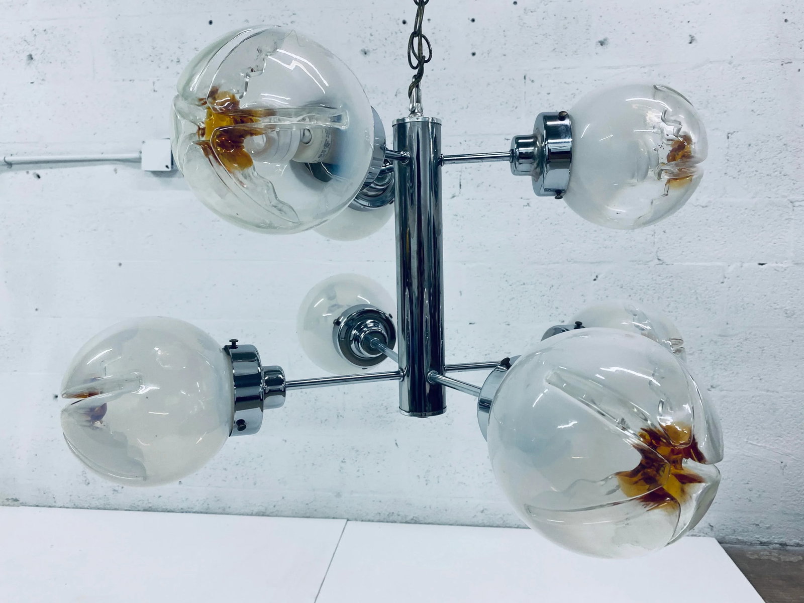 Mid-Century Modern Mazzega Seven Arm Murano Glass Chandelier - 4