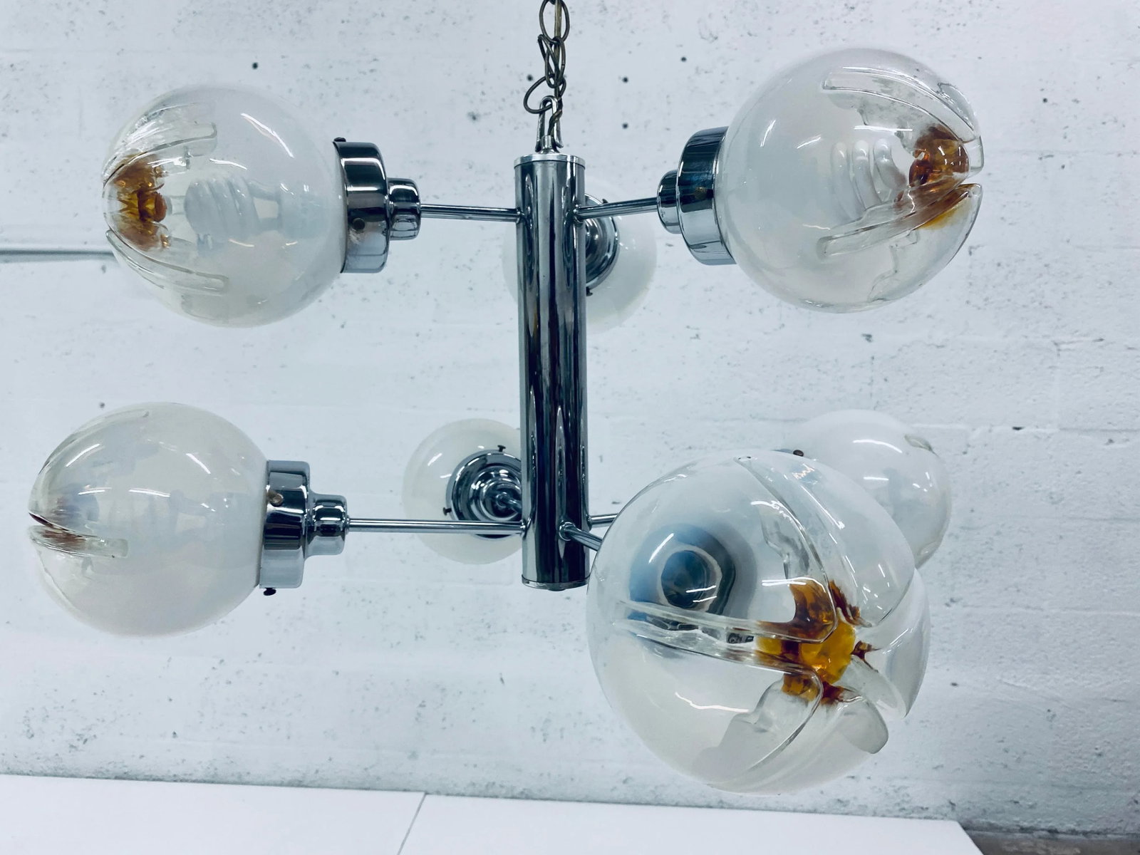 Mid-Century Modern Mazzega Seven Arm Murano Glass Chandelier - 5