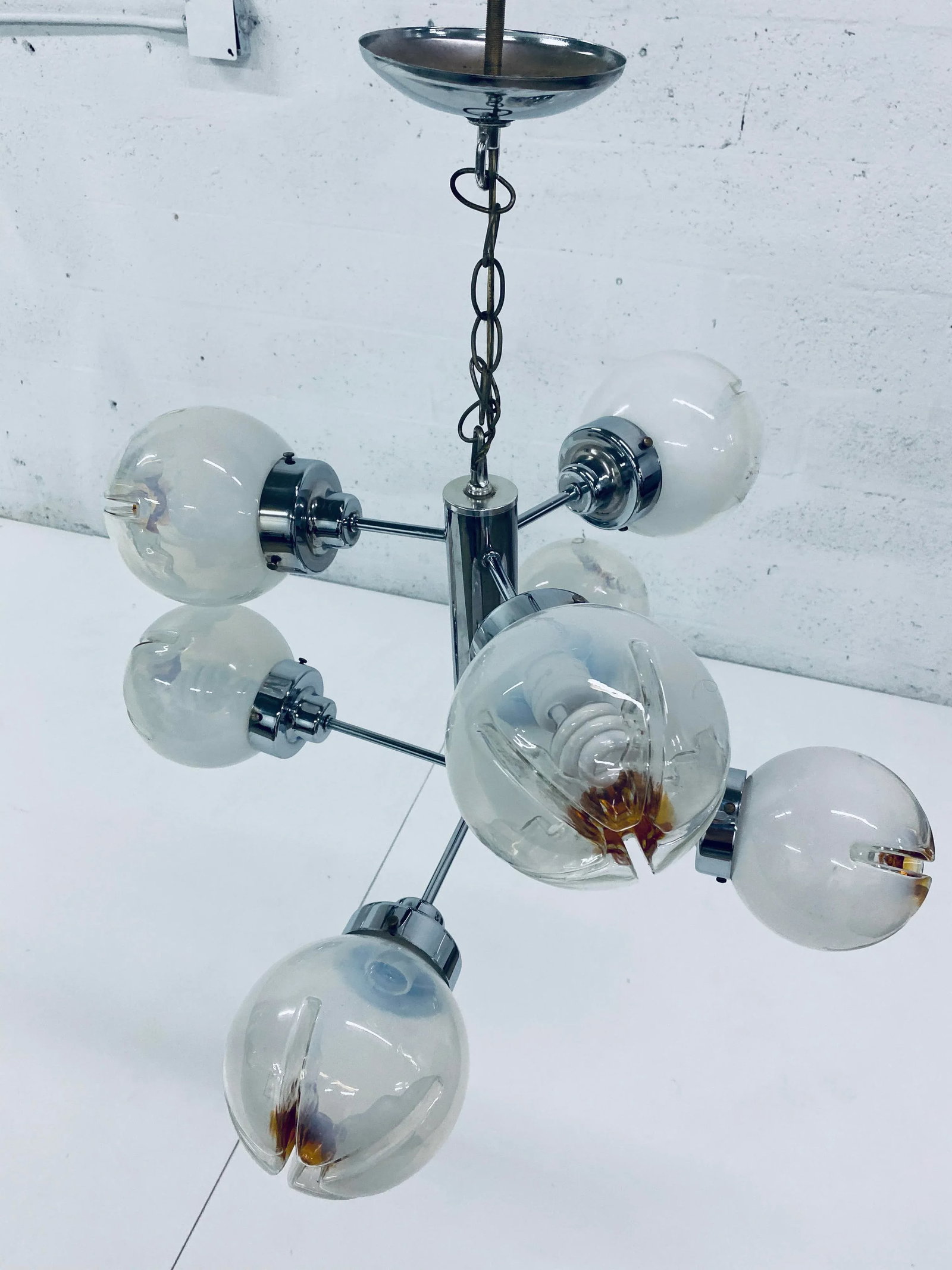 Mid-Century Modern Mazzega Seven Arm Murano Glass Chandelier - 7