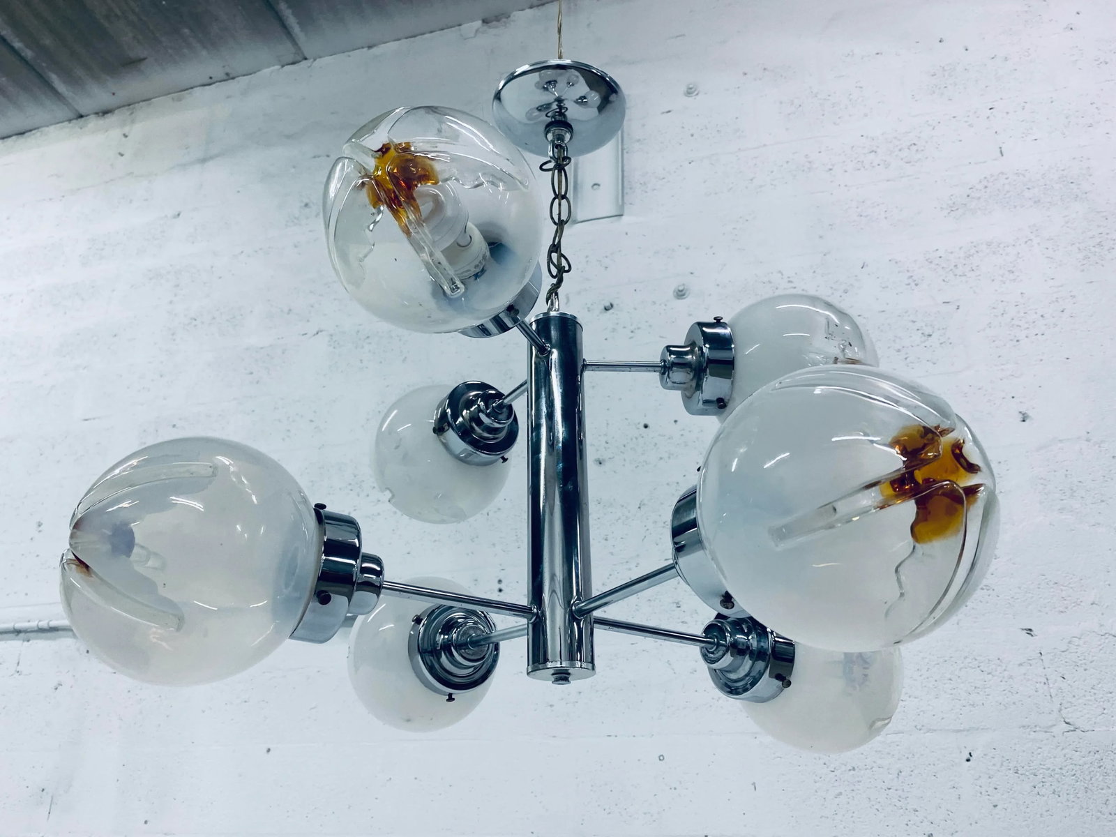 Mid-Century Modern Mazzega Seven Arm Murano Glass Chandelier - 8