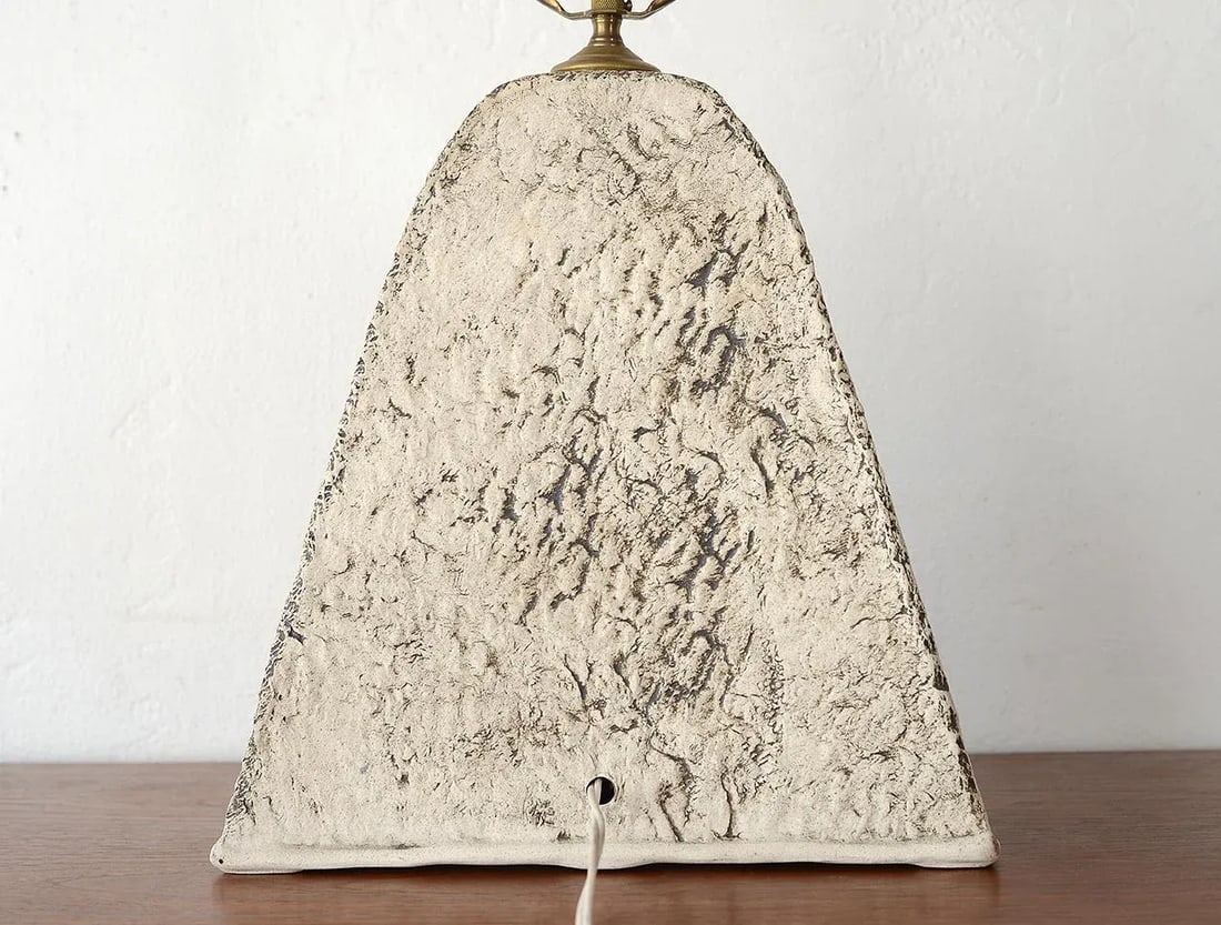 Vintage Studio Pottery Lamp With Bas Relief Landscape Design - 7