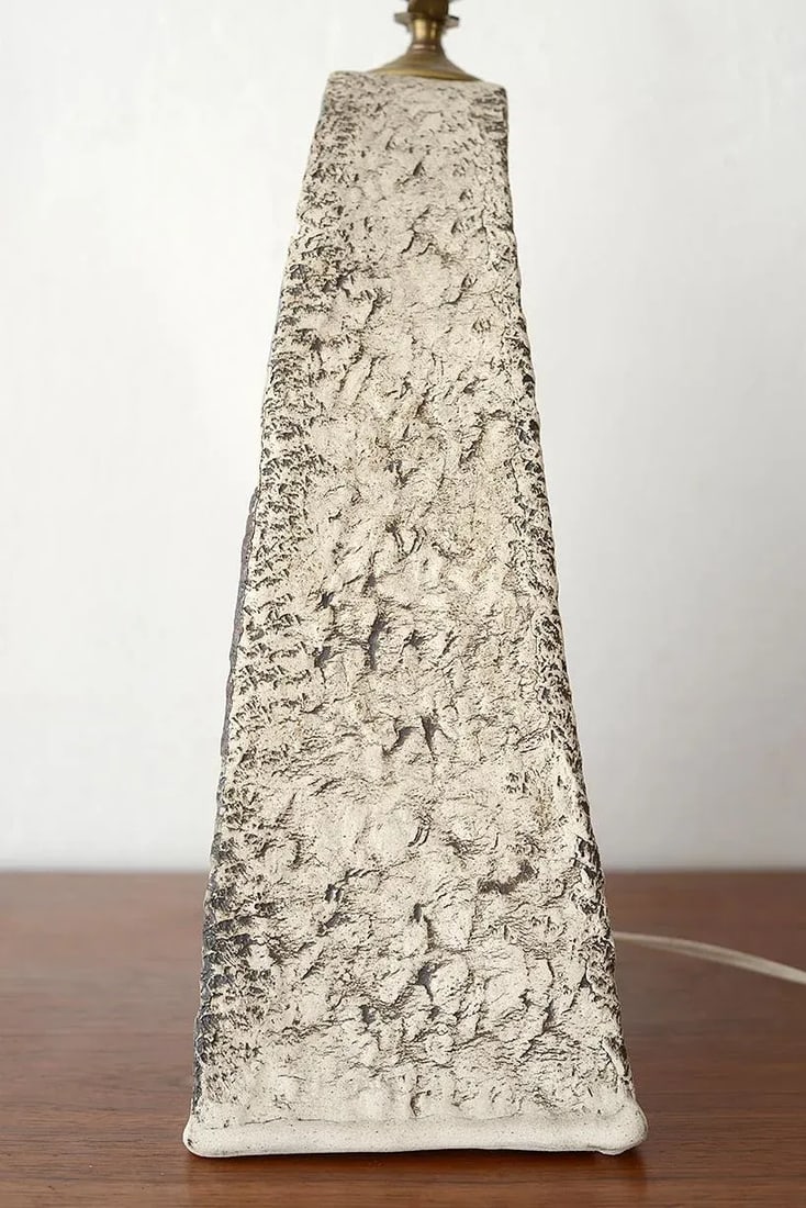 Vintage Studio Pottery Lamp With Bas Relief Landscape Design - 8