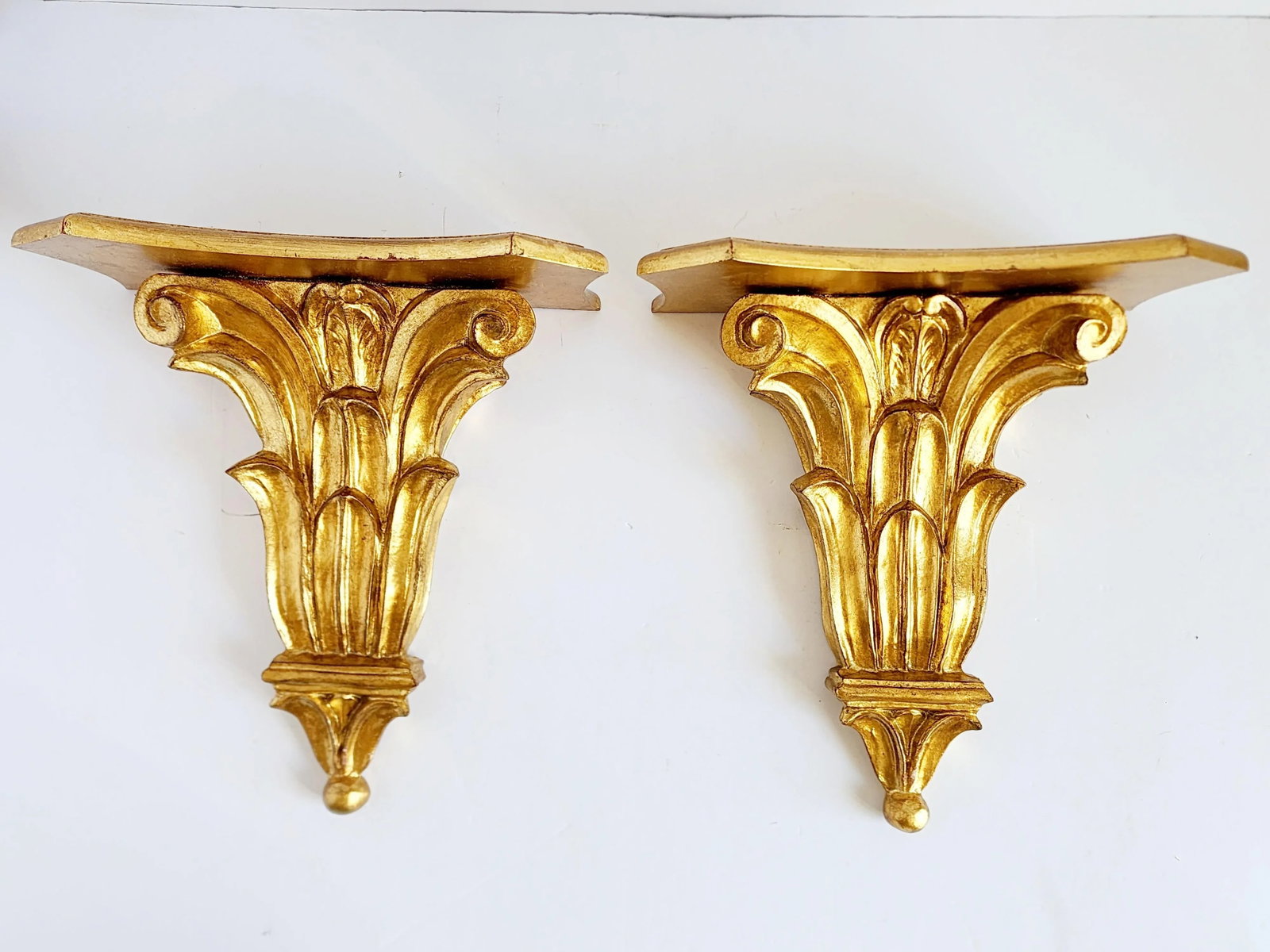 Decorative Crafts Italian Giltwood Neoclassical Style Wall Brackets - a Pair - 2