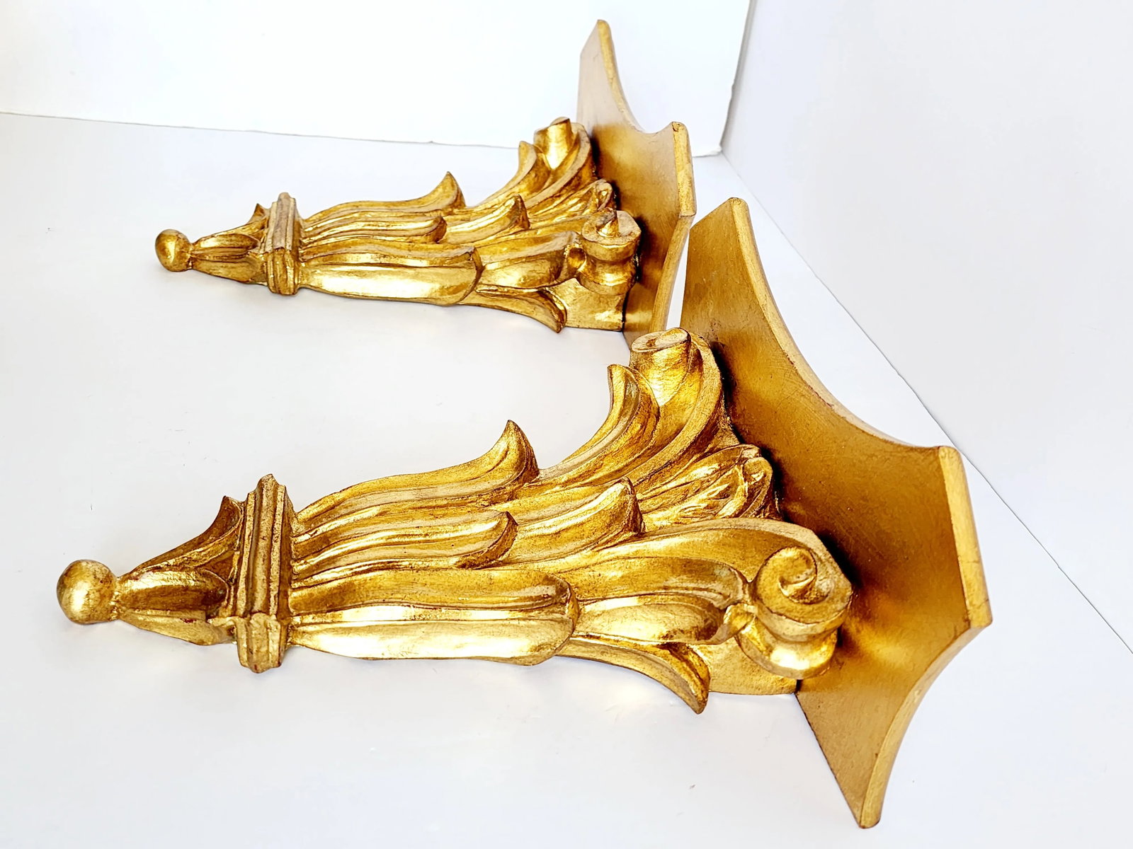 Decorative Crafts Italian Giltwood Neoclassical Style Wall Brackets - a Pair - 3