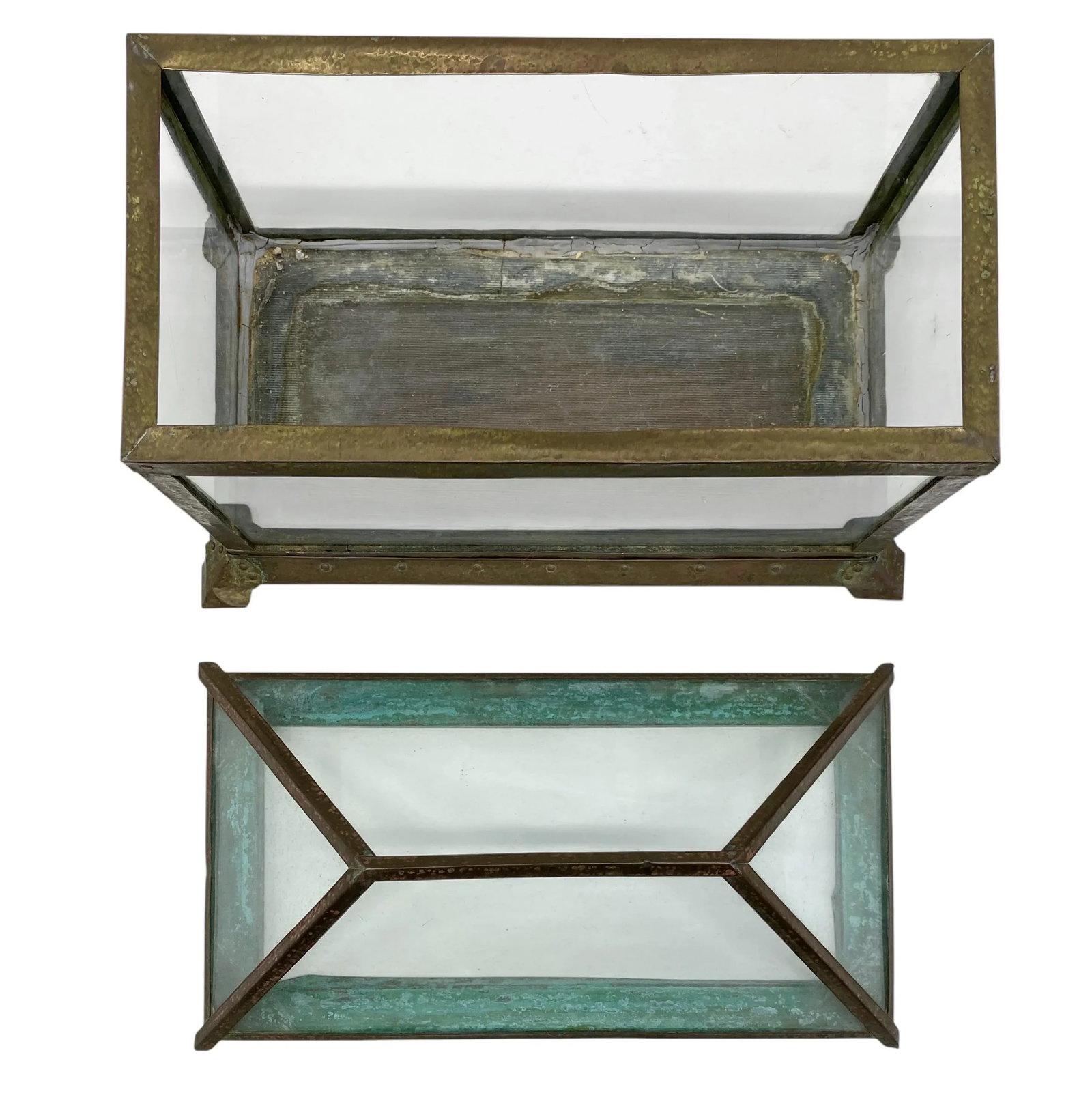Antique Arts & Crafts Copper and Glass Terrarium - 4