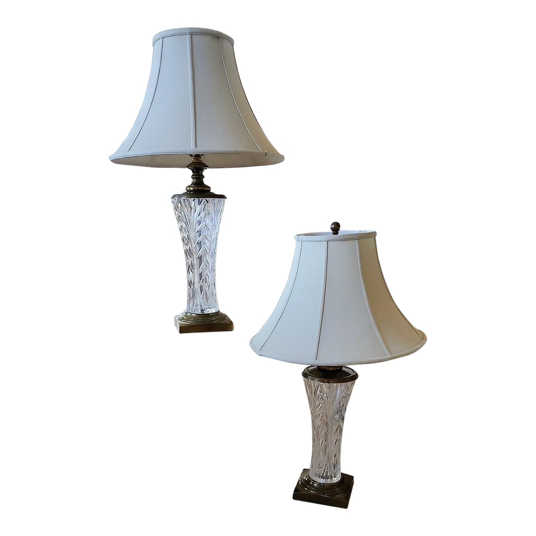 Pair of Vintage Waterford Crystal Longford Lamps: Introduce a touch of brilliance to your home with this pair of exquisite Waterford crystal lamps. Hand blown in Ireland and boasting a classic Longford design, the pair of lamps are a perfect