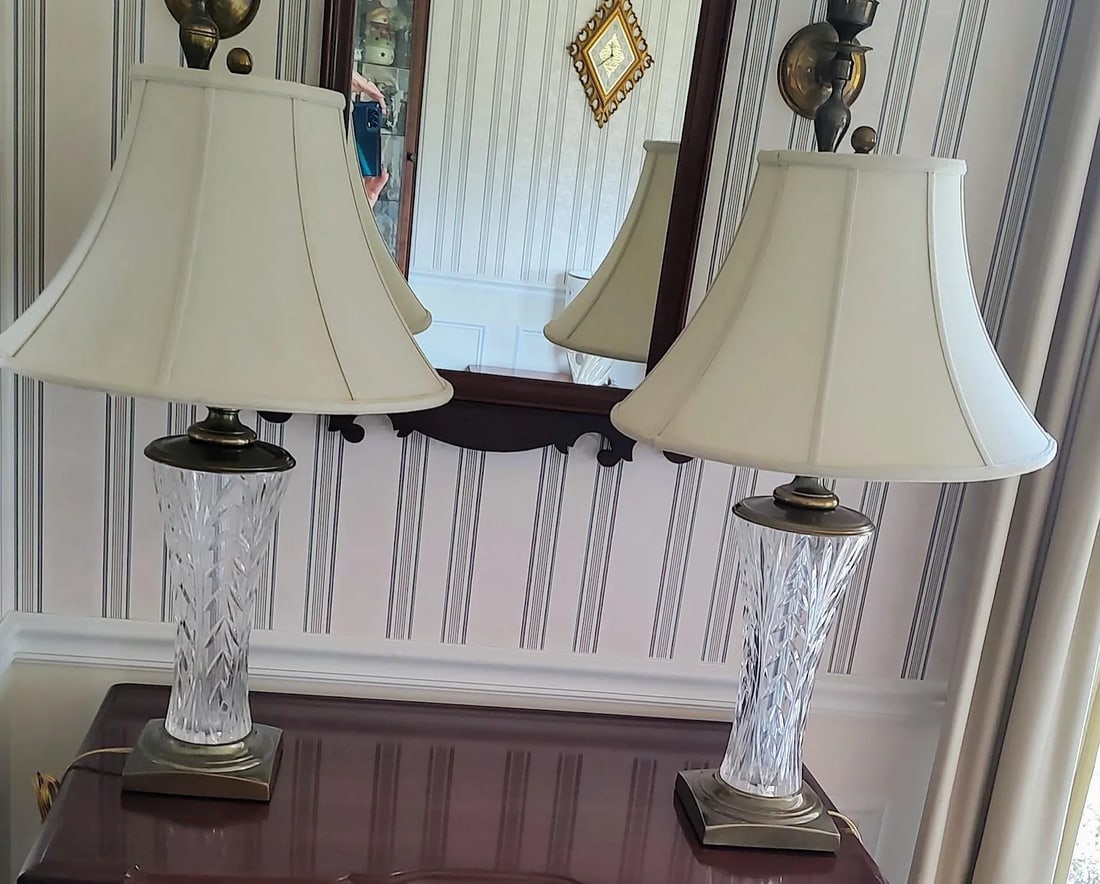 Pair of Vintage Waterford Crystal Longford Lamps - 2