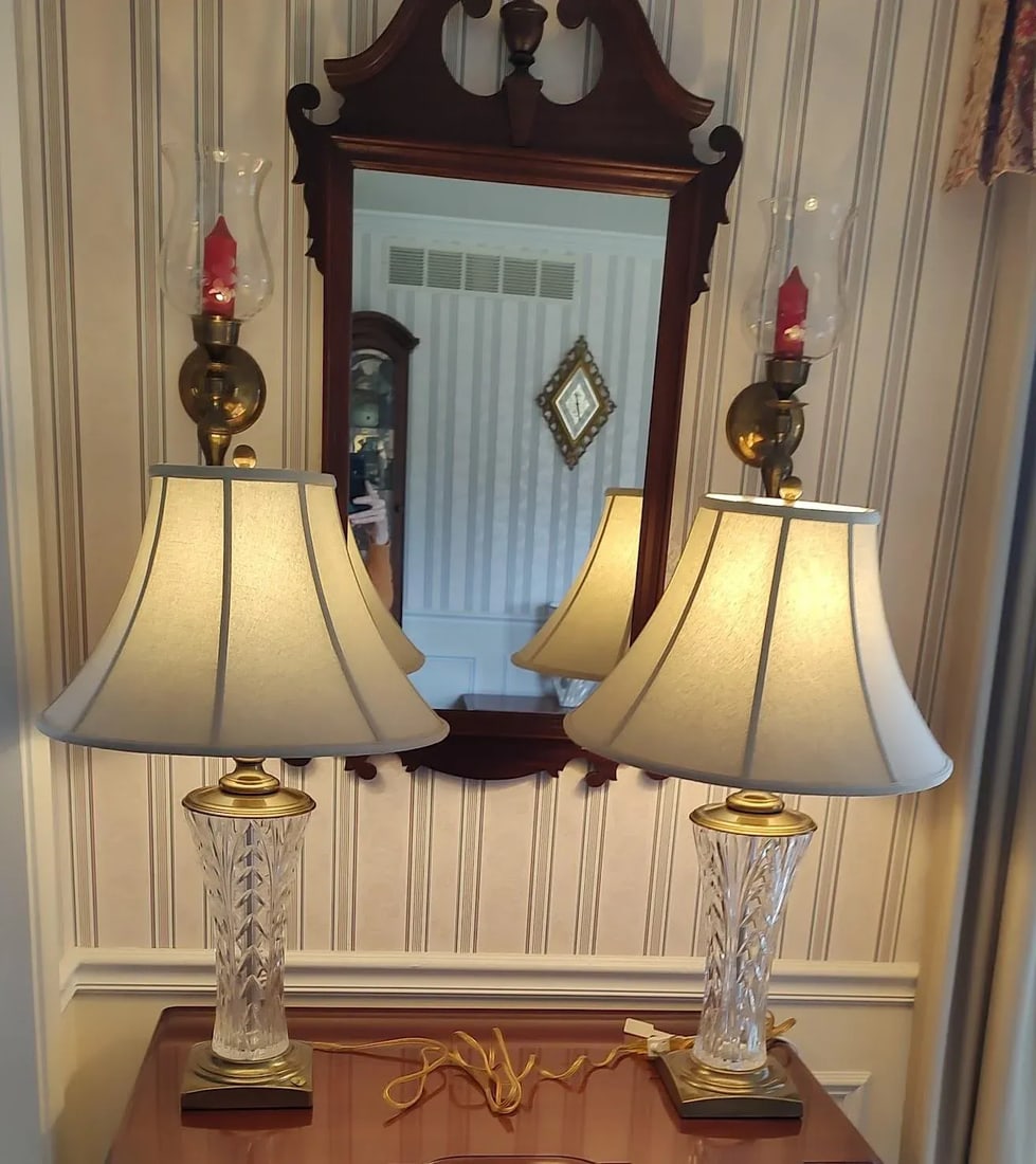 Pair of Vintage Waterford Crystal Longford Lamps - 7