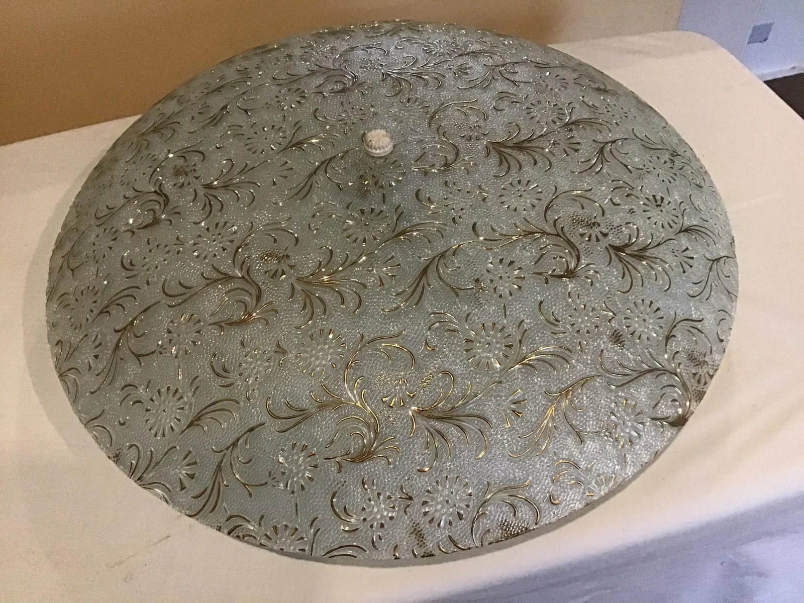 Mid Century Regency Starburst Gold White Ceiling Light - 2