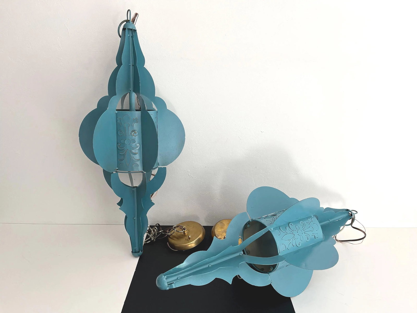 Modern Pierced Moroccan Pendant Lights, Pair - 13