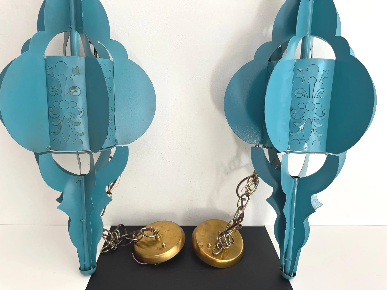 Modern Pierced Moroccan Pendant Lights, Pair - 16